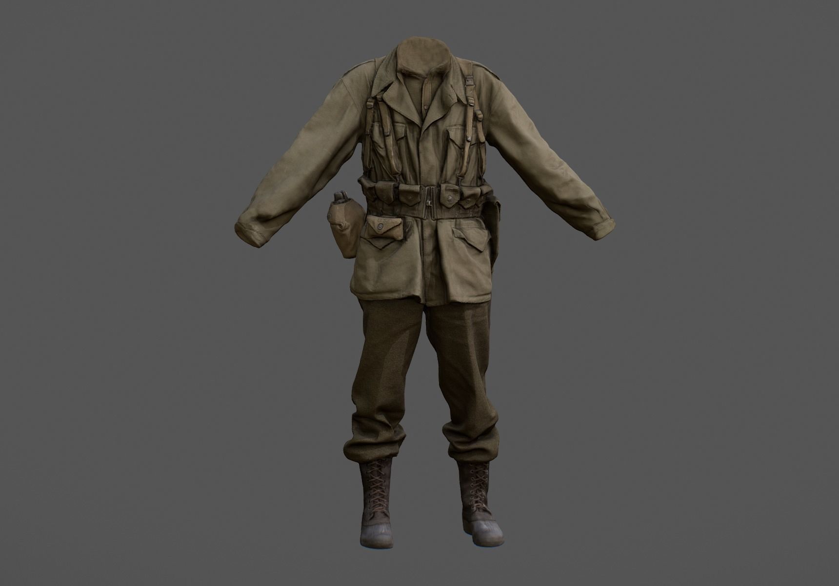 US American Uniform WW2 Photogrammetry Based 3D Scanned  Low-poly 3D model_3