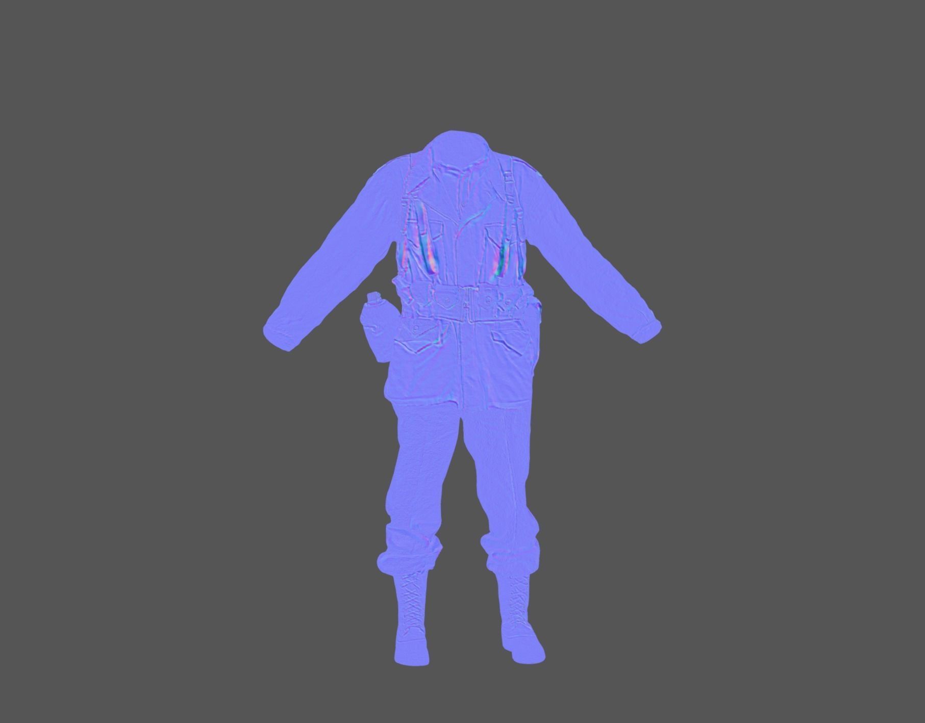 US American Uniform WW2 Photogrammetry Based 3D Scanned  Low-poly 3D model_7