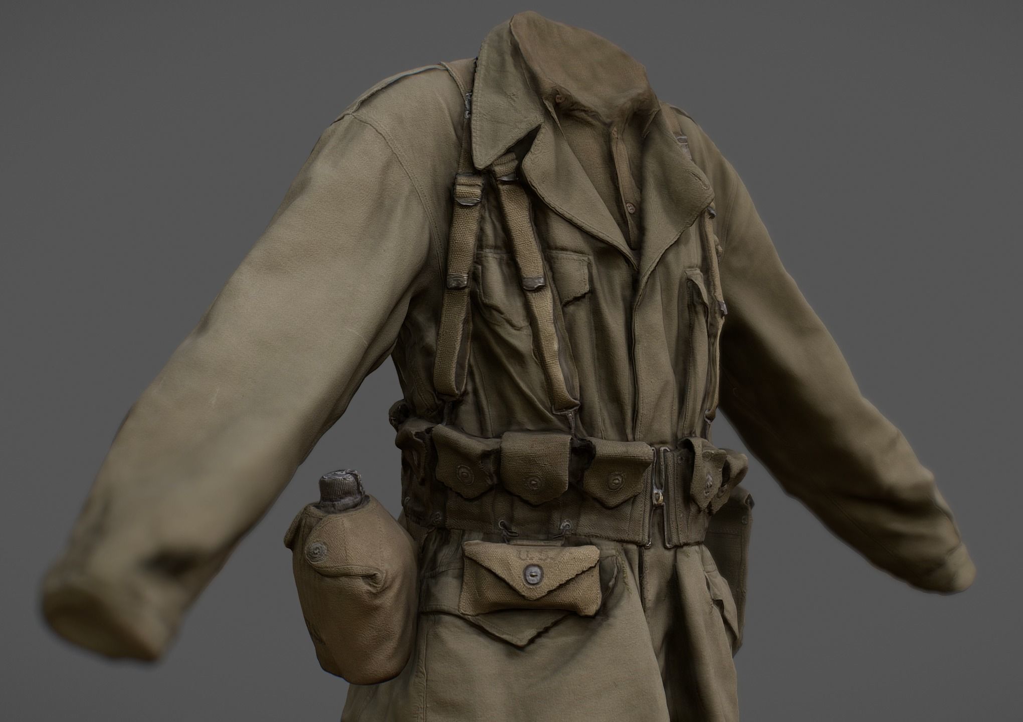 US American Uniform WW2 Photogrammetry Based 3D Scanned  Low-poly 3D model_1