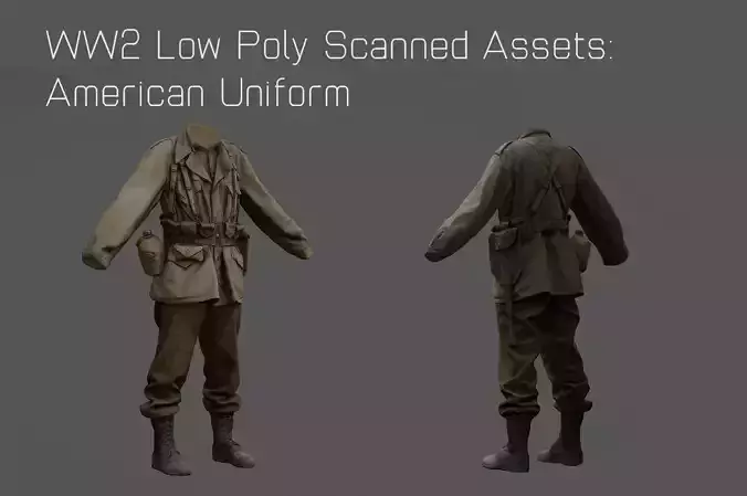US American Uniform WW2 Photogrammetry Based 3D Scanned  Low-poly 3D model US American Uniform WW2 Photogrammetry Based 3D Scanned  Low-poly 3D model