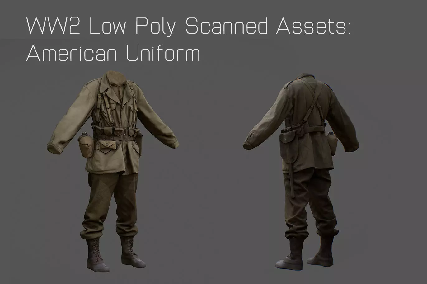 US American Uniform WW2 Photogrammetry Based 3D Scanned  Low-poly 3D model_0