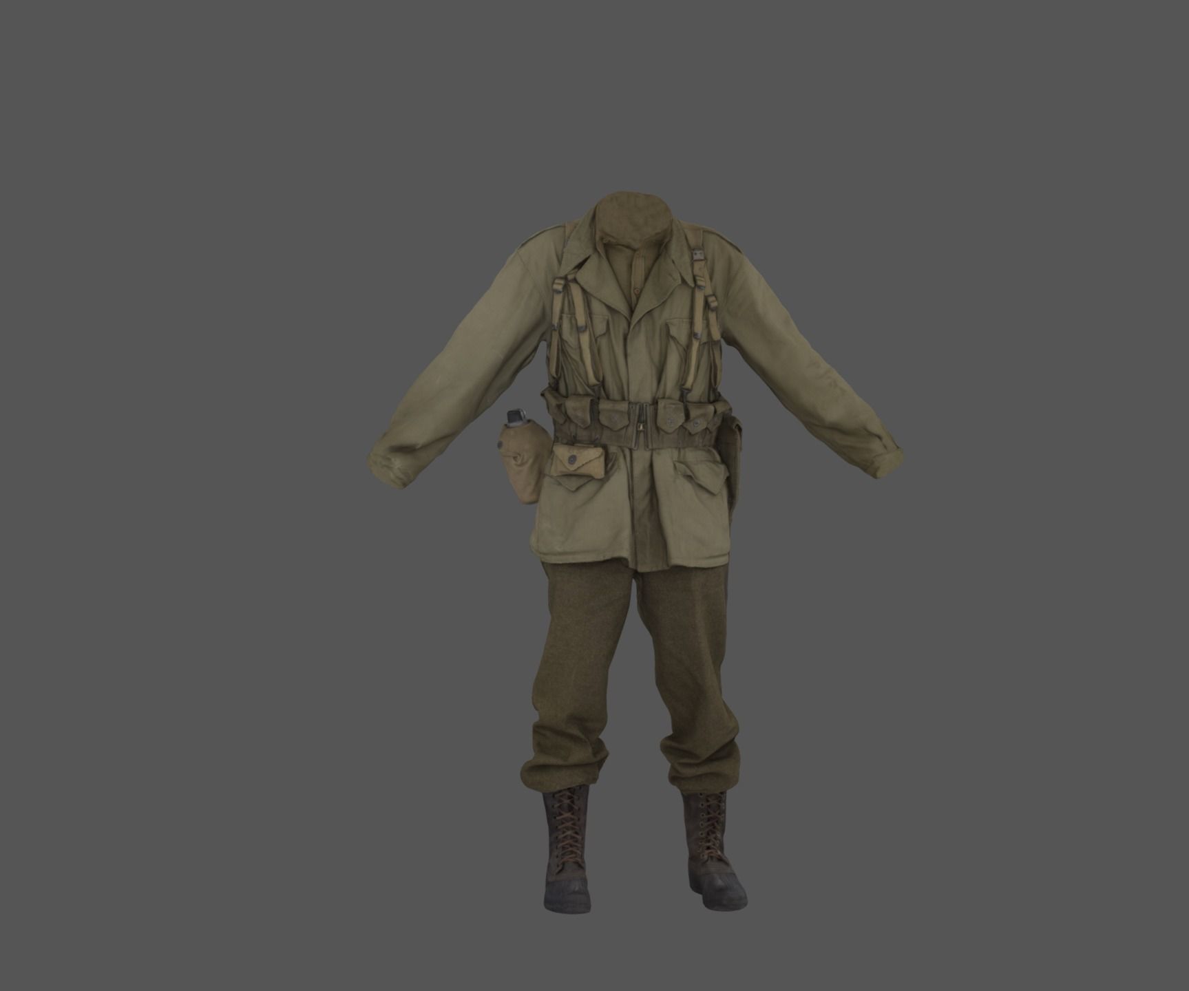 US American Uniform WW2 Photogrammetry Based 3D Scanned  Low-poly 3D model_4