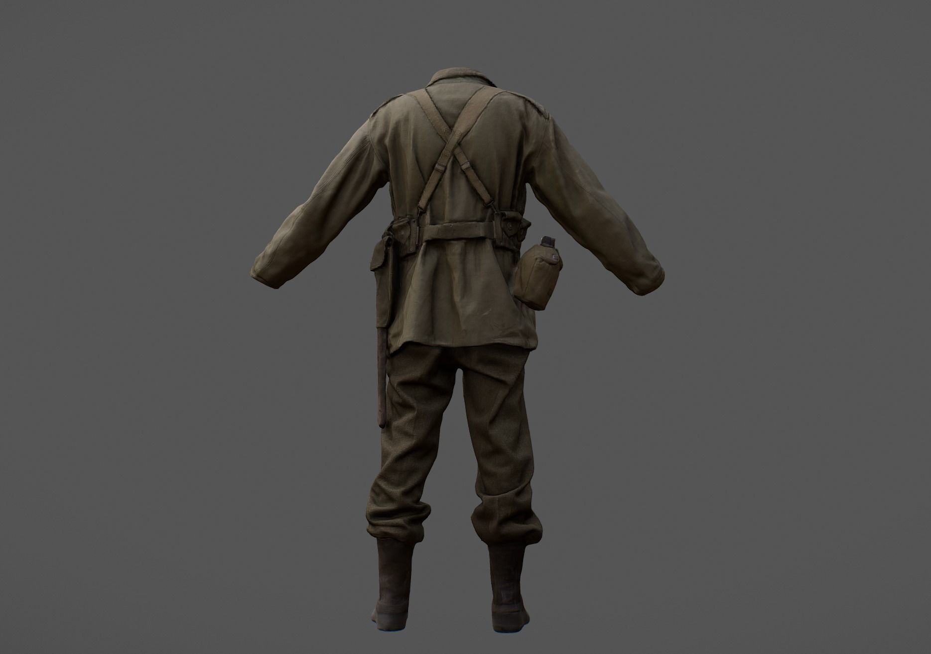 US American Uniform WW2 Photogrammetry Based 3D Scanned  Low-poly 3D model_2
