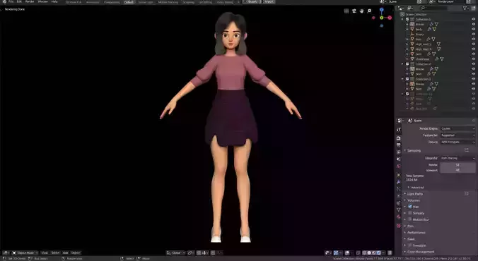 Amy Girl Stylized Character No 4 for Blender Cycles and Eevee
