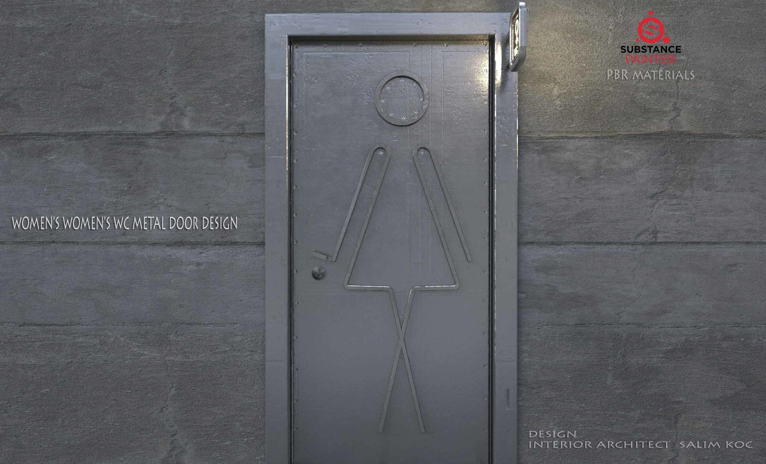    DOOR   WOMEN  and MEN  WC METAL DOOR DESIGN Low-poly 3D model_10
