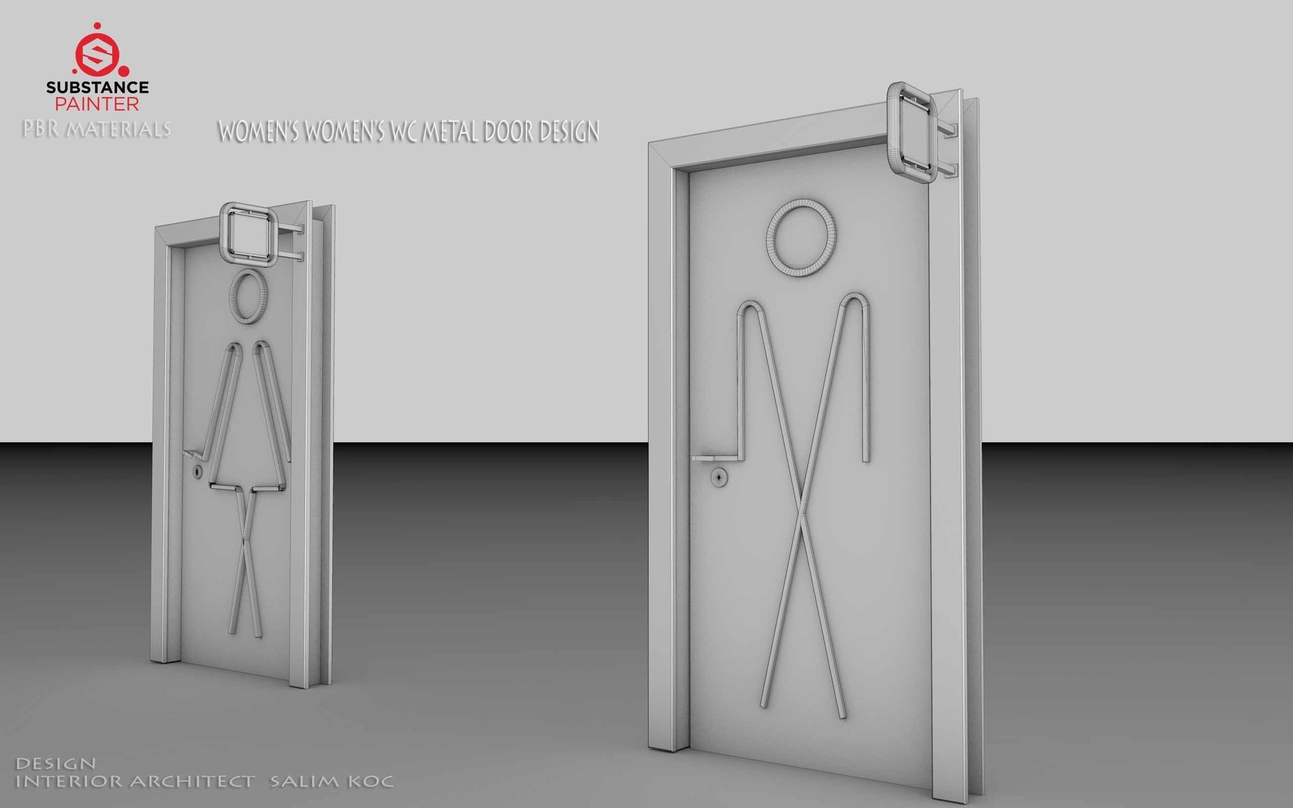    DOOR   WOMEN  and MEN  WC METAL DOOR DESIGN Low-poly 3D model_13
