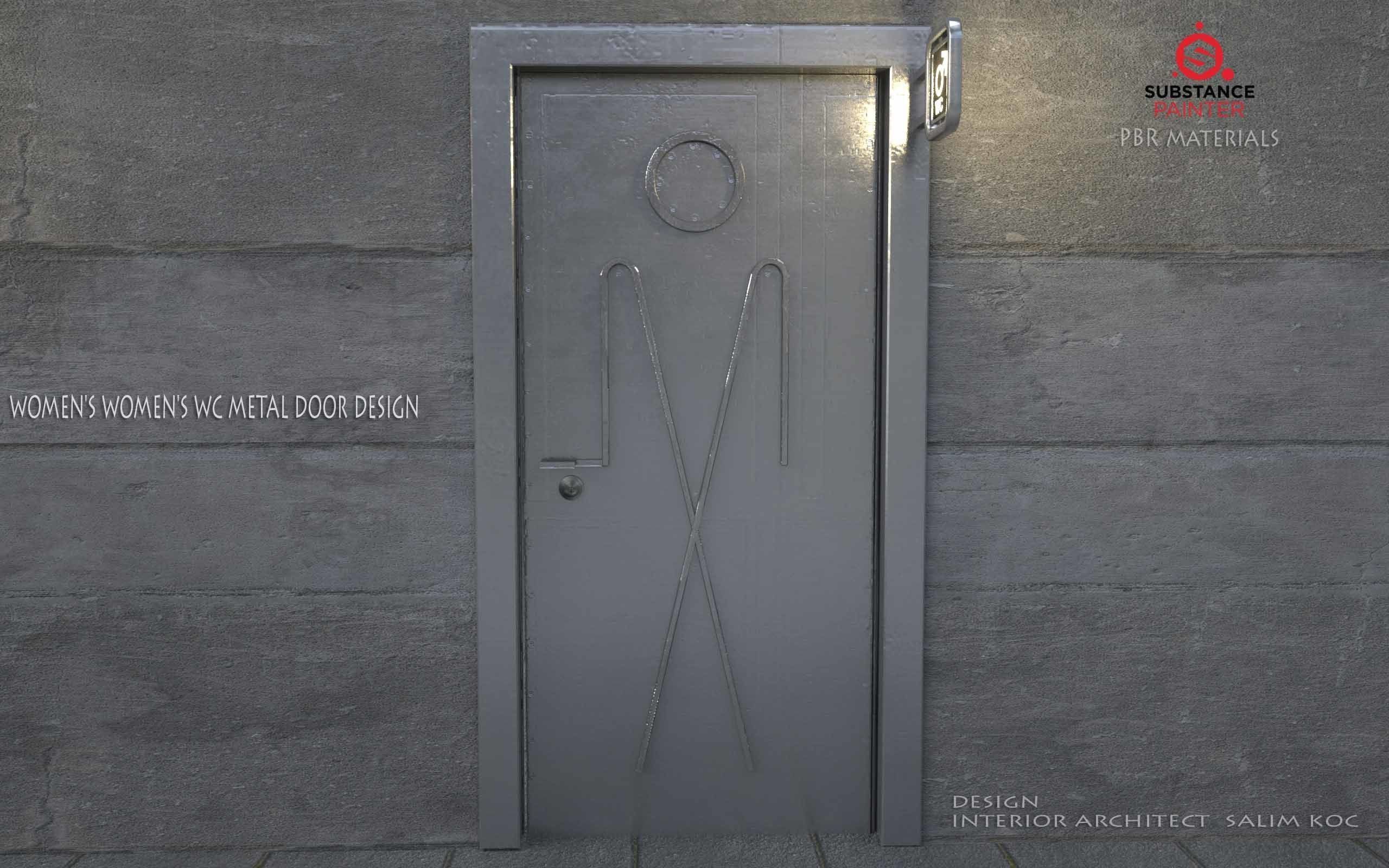    DOOR   WOMEN  and MEN  WC METAL DOOR DESIGN Low-poly 3D model_9