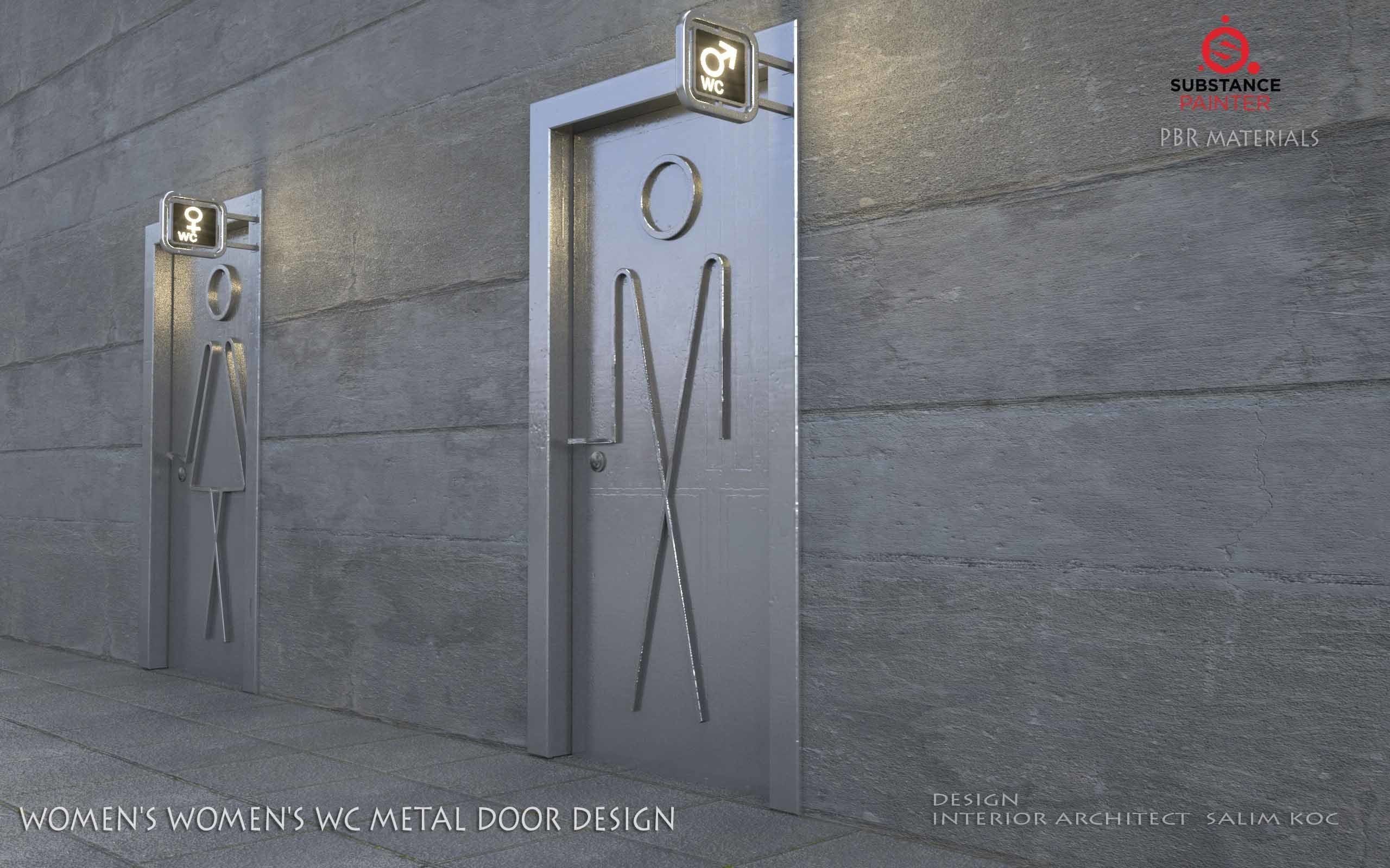    DOOR   WOMEN  and MEN  WC METAL DOOR DESIGN Low-poly 3D model_3