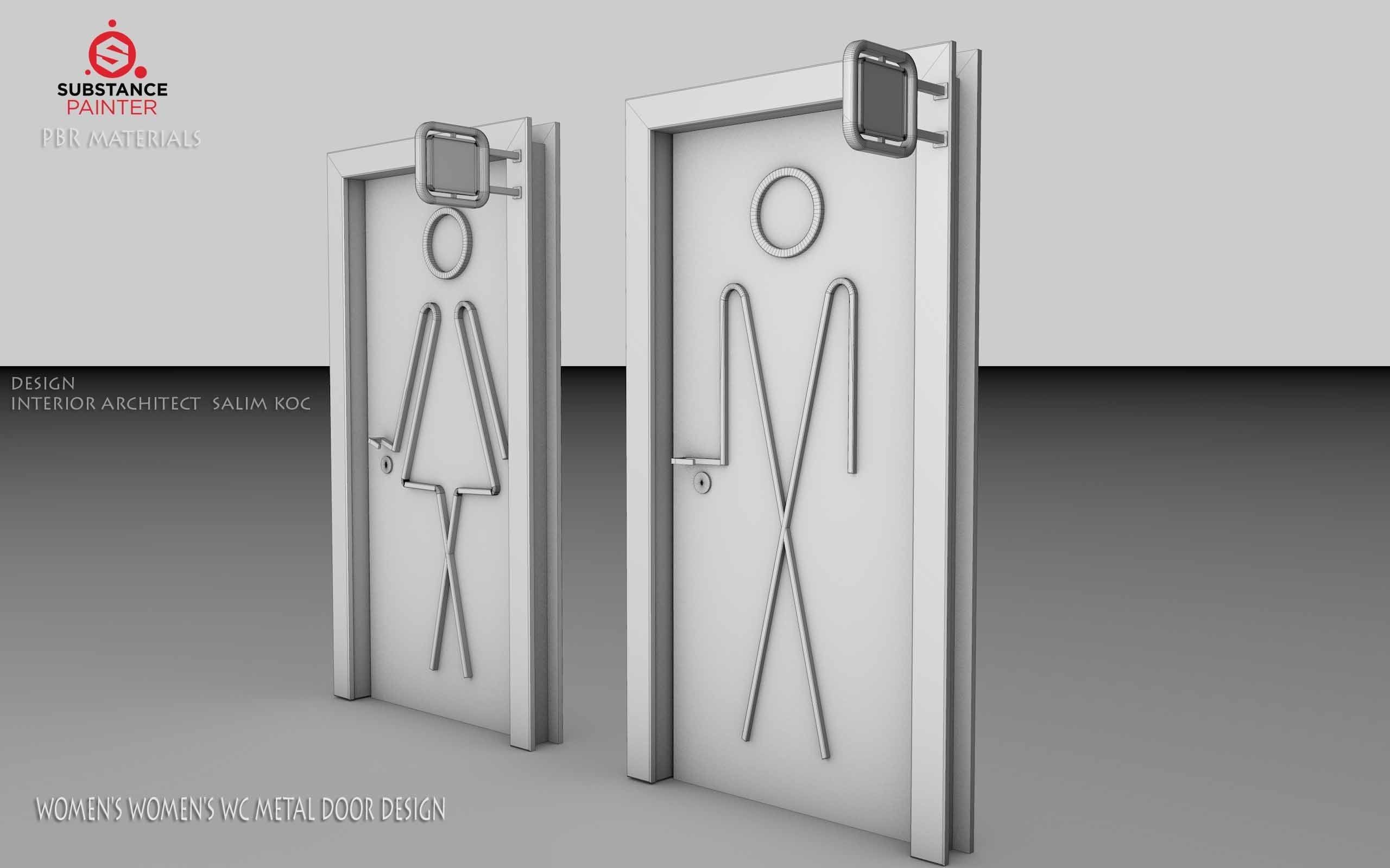    DOOR   WOMEN  and MEN  WC METAL DOOR DESIGN Low-poly 3D model_15