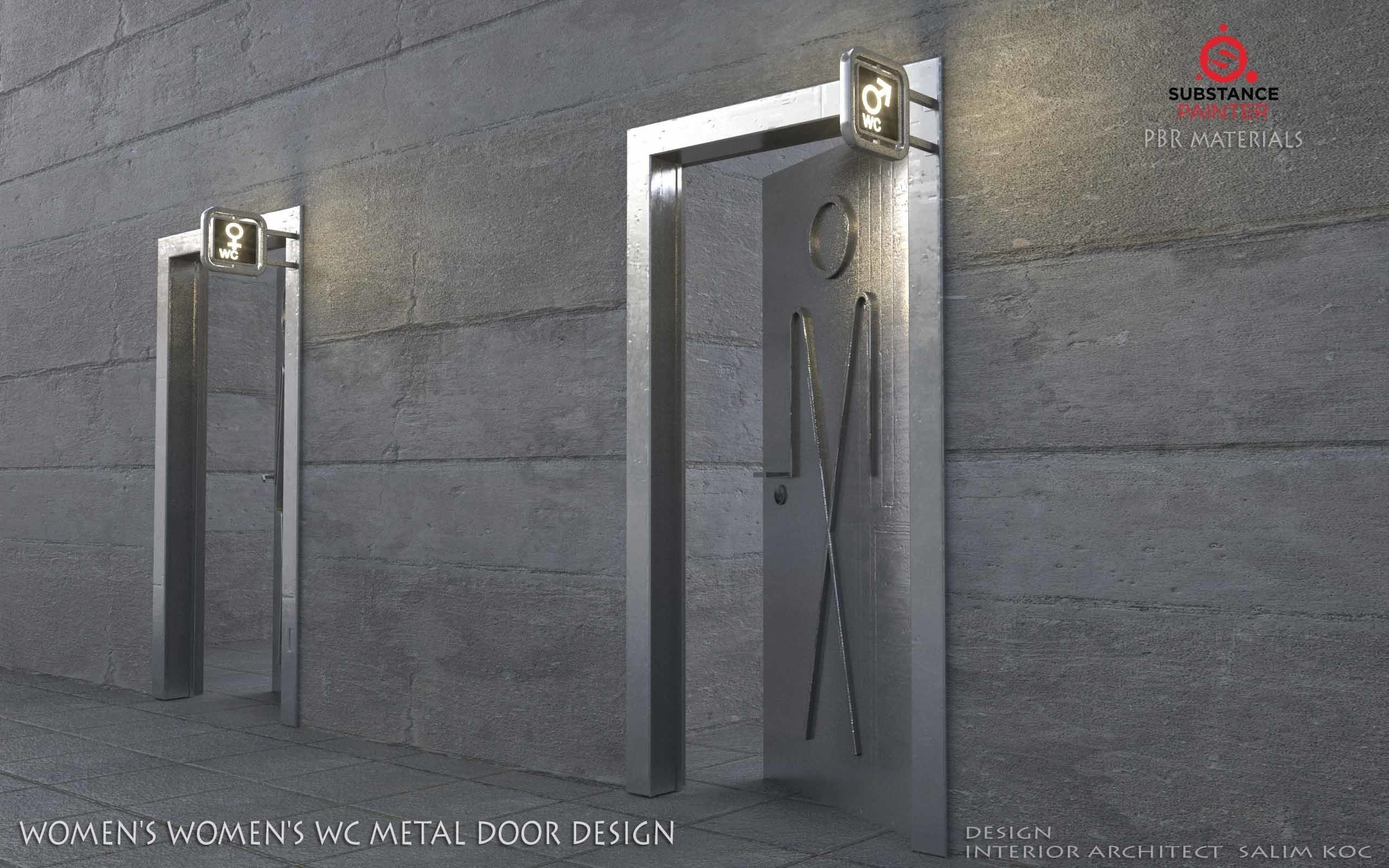    DOOR   WOMEN  and MEN  WC METAL DOOR DESIGN Low-poly 3D model_4