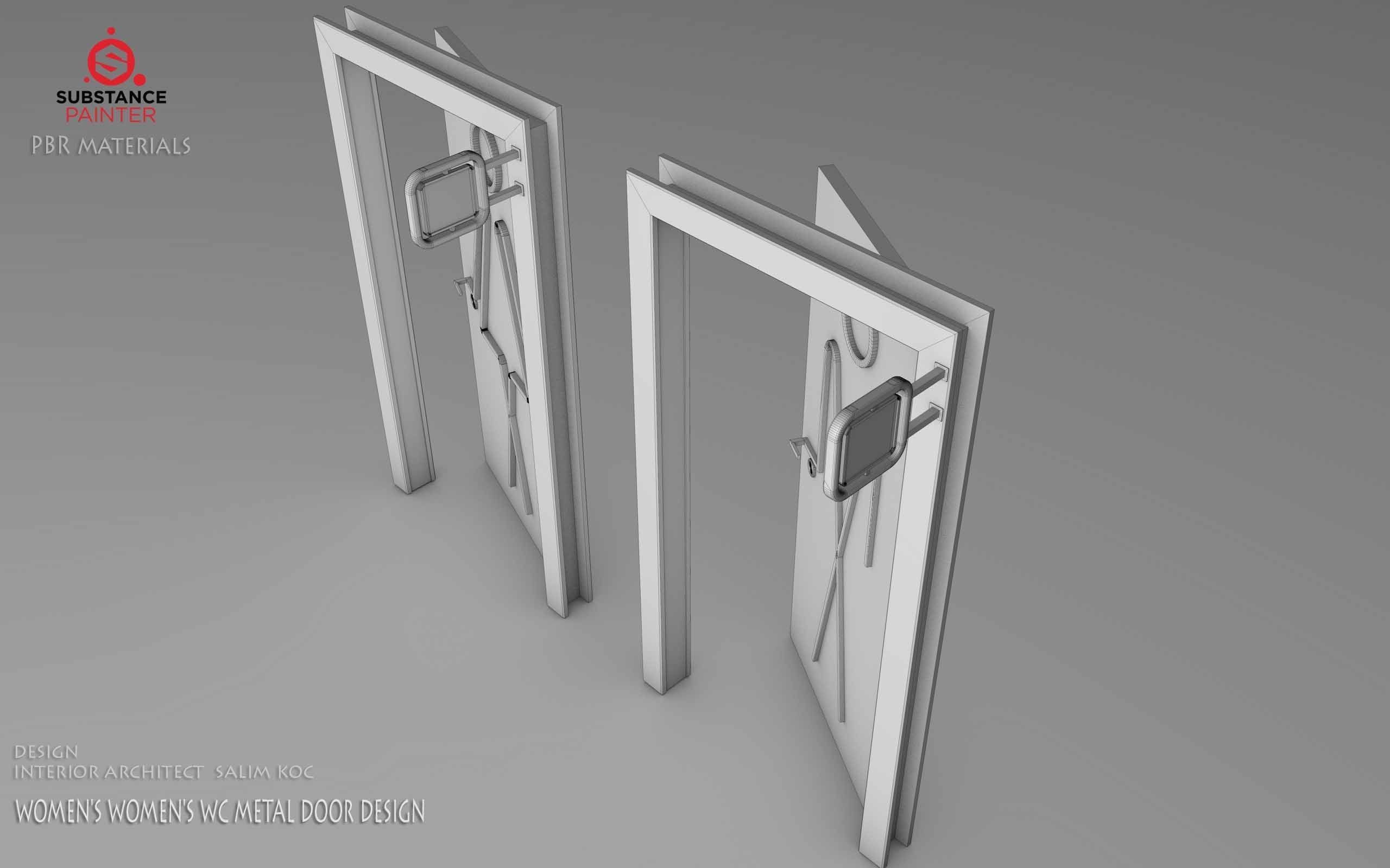    DOOR   WOMEN  and MEN  WC METAL DOOR DESIGN Low-poly 3D model_17