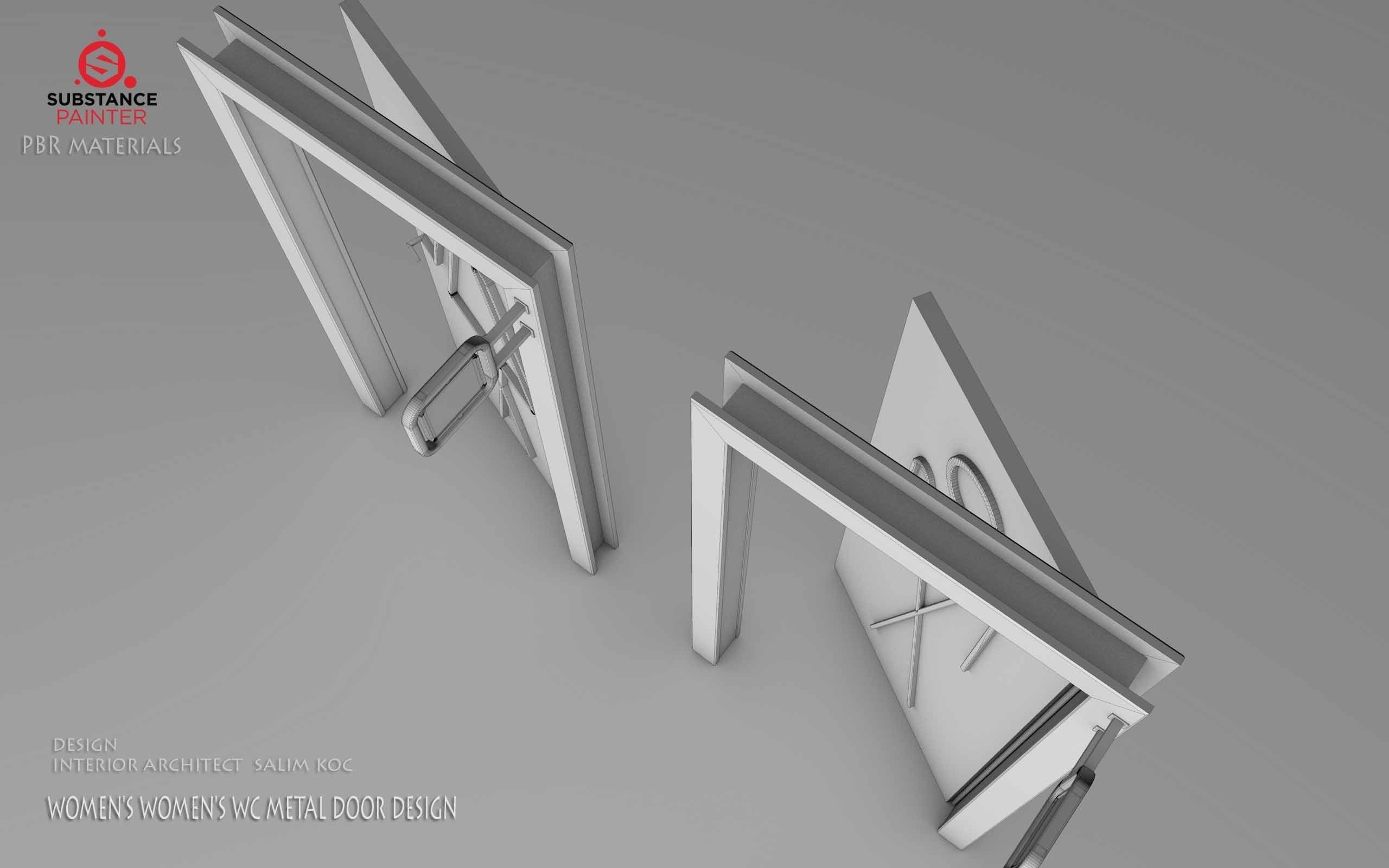    DOOR   WOMEN  and MEN  WC METAL DOOR DESIGN Low-poly 3D model_18