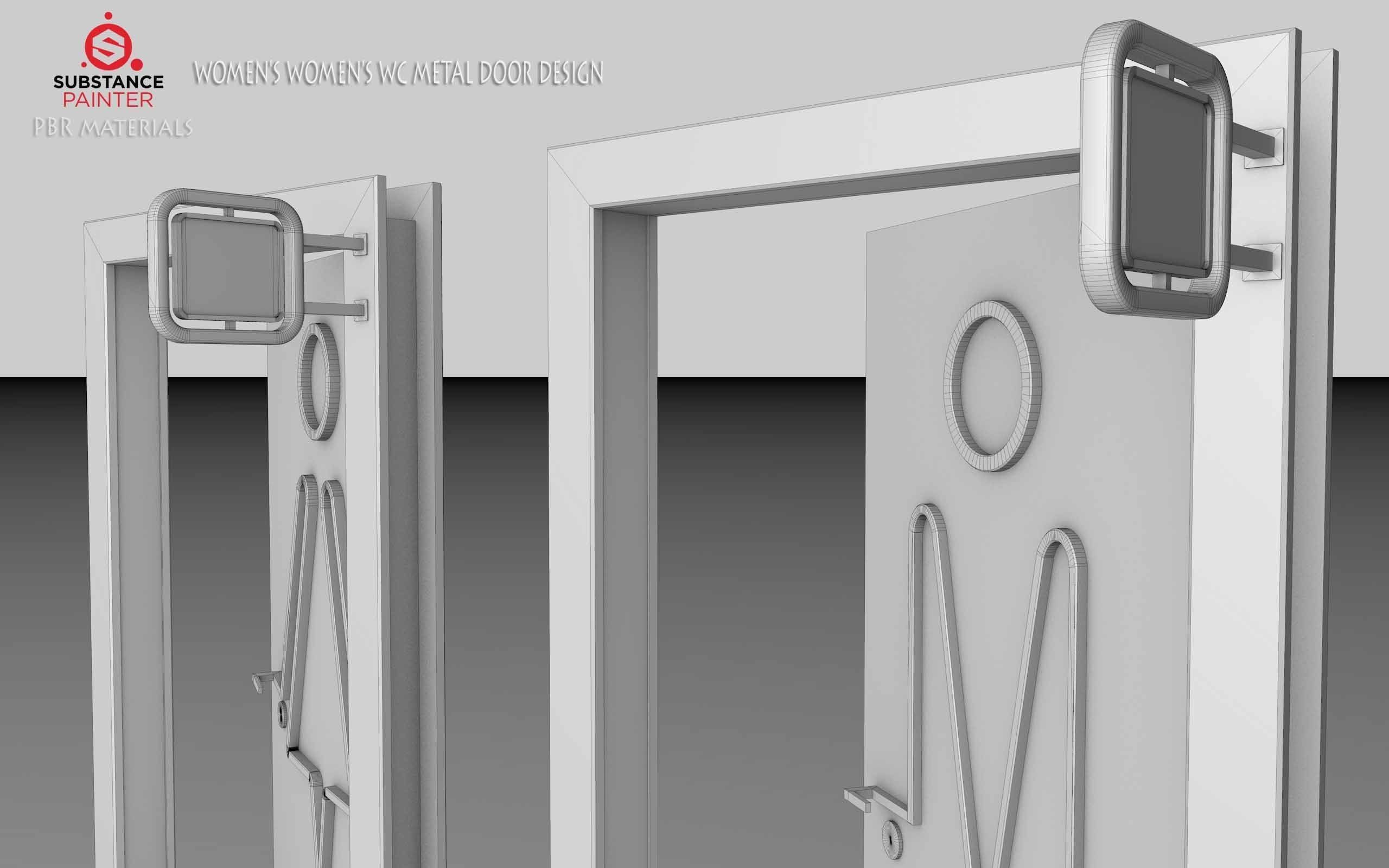    DOOR   WOMEN  and MEN  WC METAL DOOR DESIGN Low-poly 3D model_19