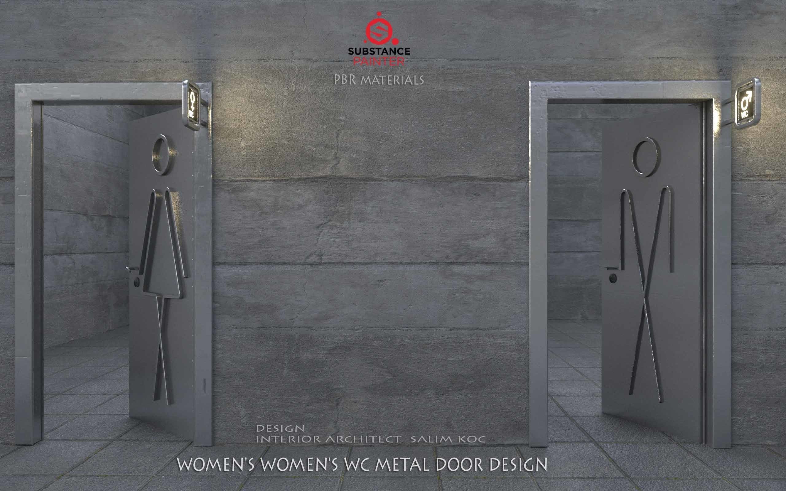    DOOR   WOMEN  and MEN  WC METAL DOOR DESIGN Low-poly 3D model_5