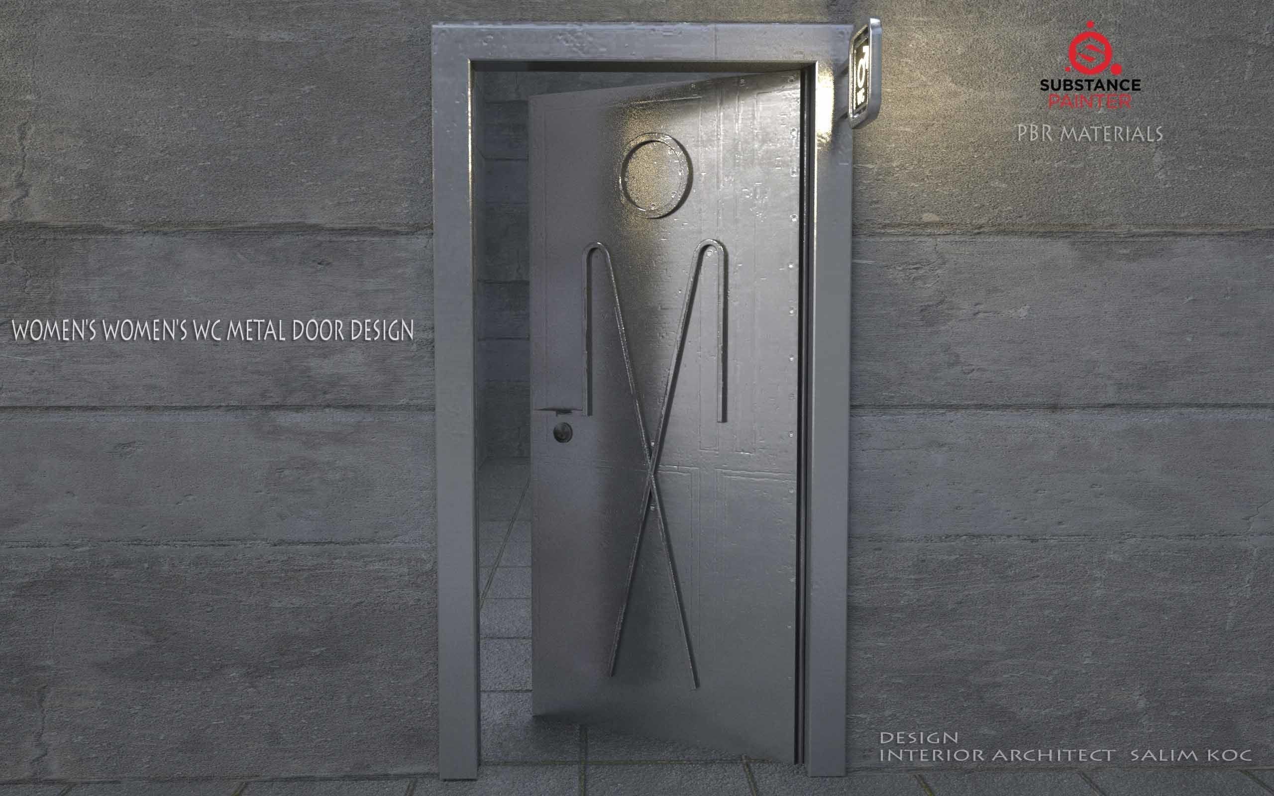    DOOR   WOMEN  and MEN  WC METAL DOOR DESIGN Low-poly 3D model_8