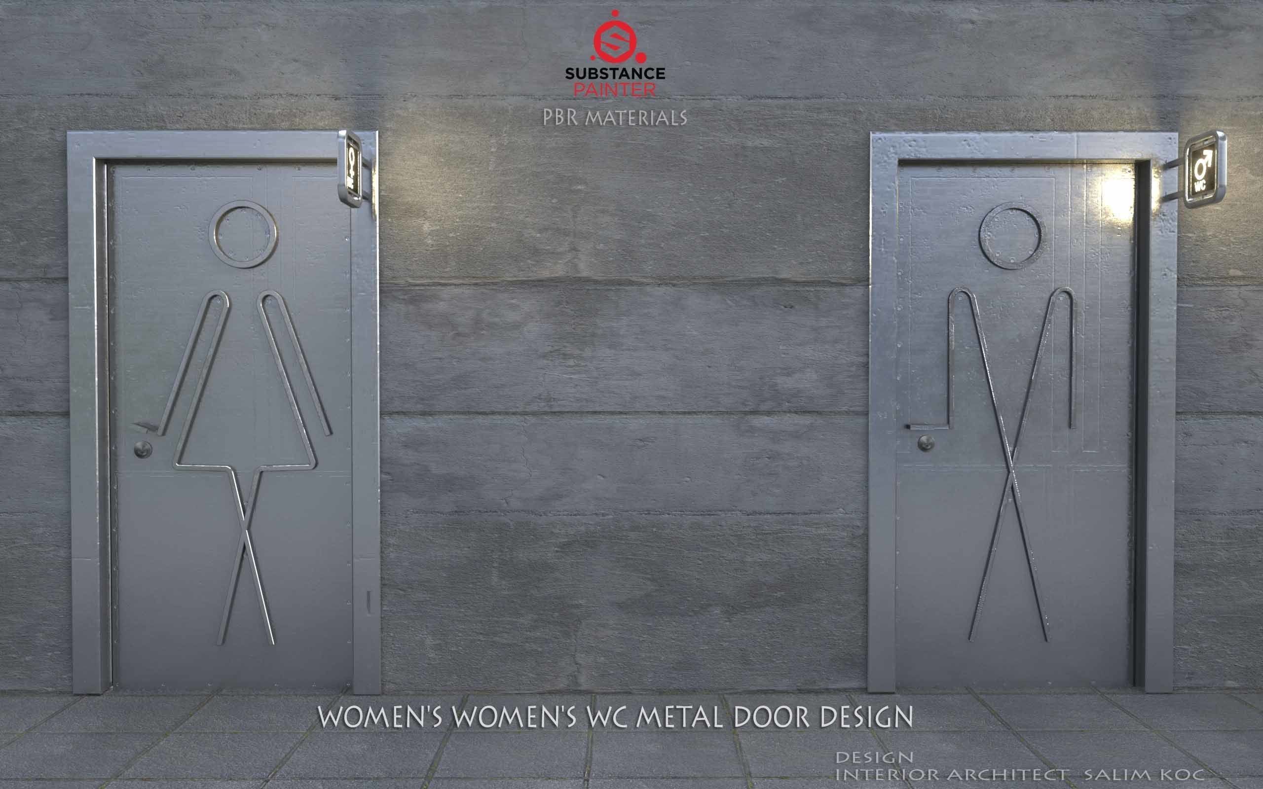    DOOR   WOMEN  and MEN  WC METAL DOOR DESIGN Low-poly 3D model_2