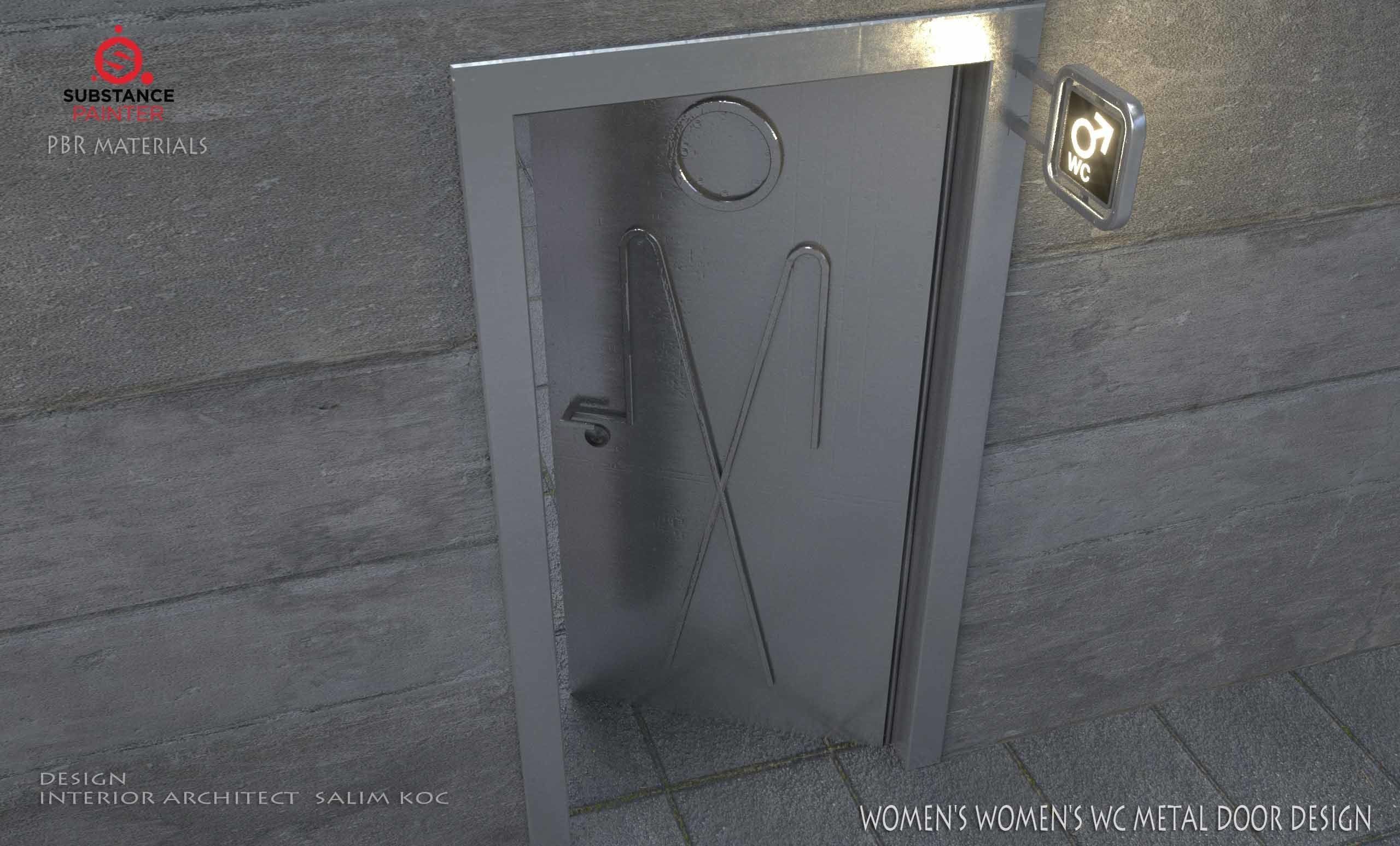    DOOR   WOMEN  and MEN  WC METAL DOOR DESIGN Low-poly 3D model_7