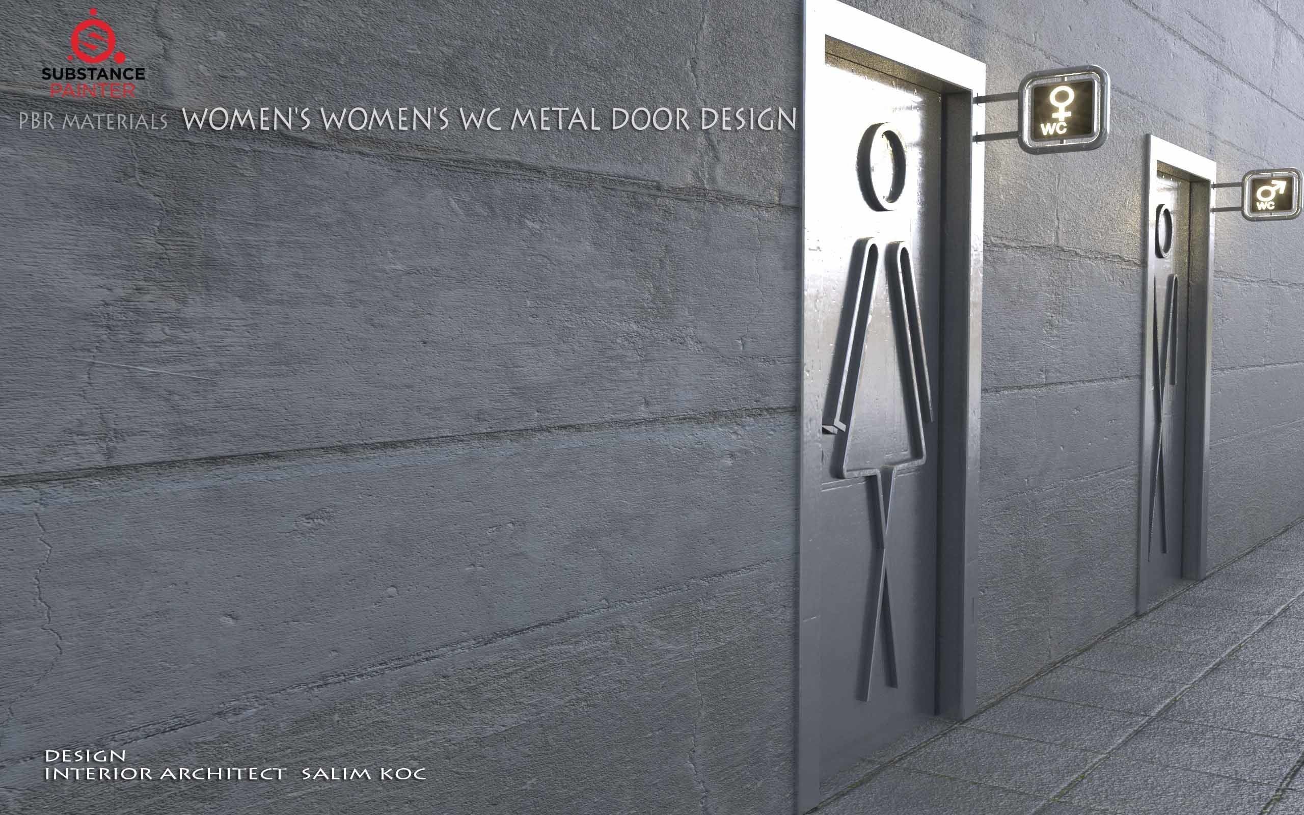    DOOR   WOMEN  and MEN  WC METAL DOOR DESIGN Low-poly 3D model_1