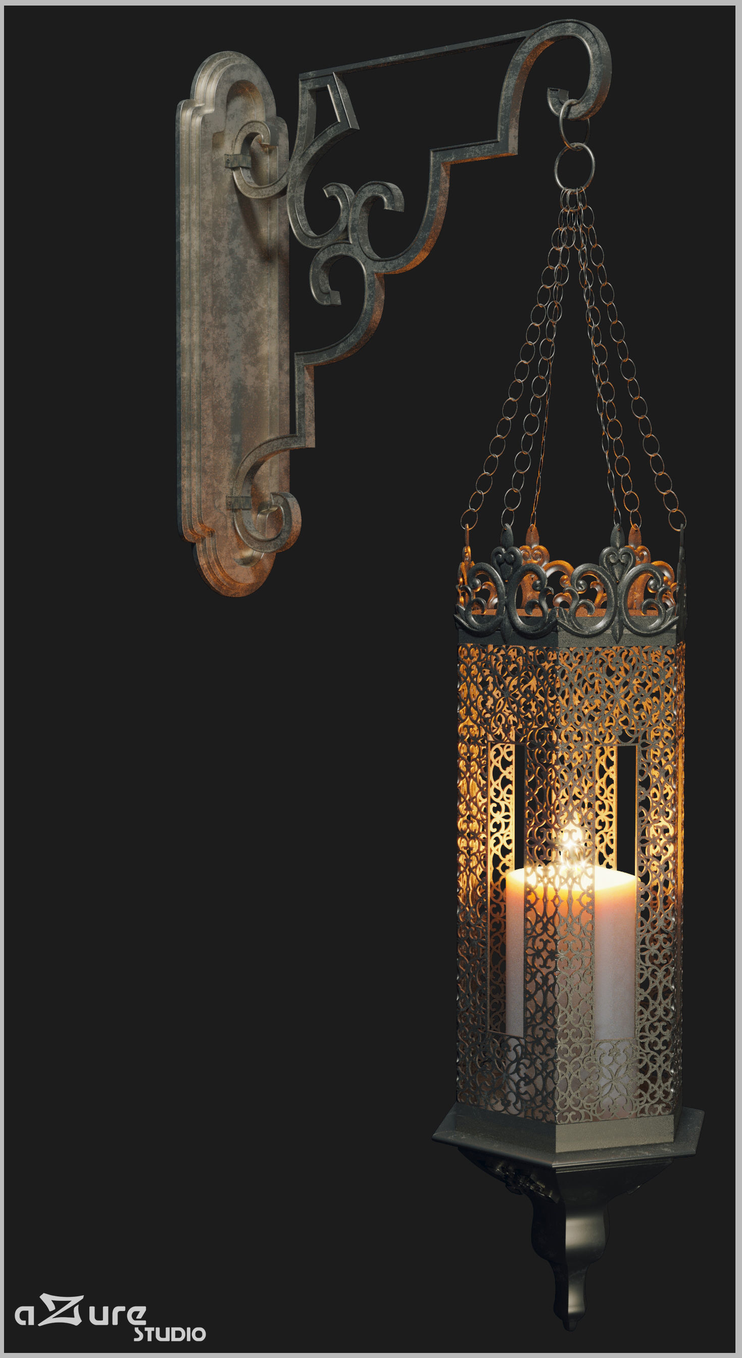 azure wall antique light 02 3D model_1