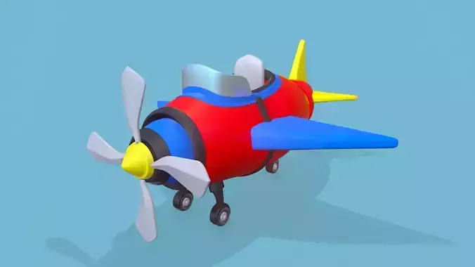 Cartoon plane Low-poly 3D model