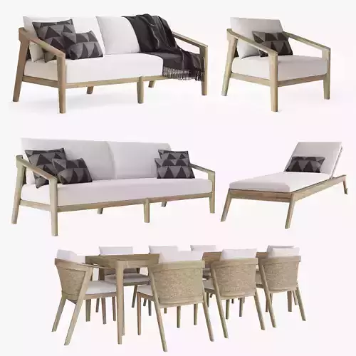 MALTA two chaise loungers on wheels 3D model