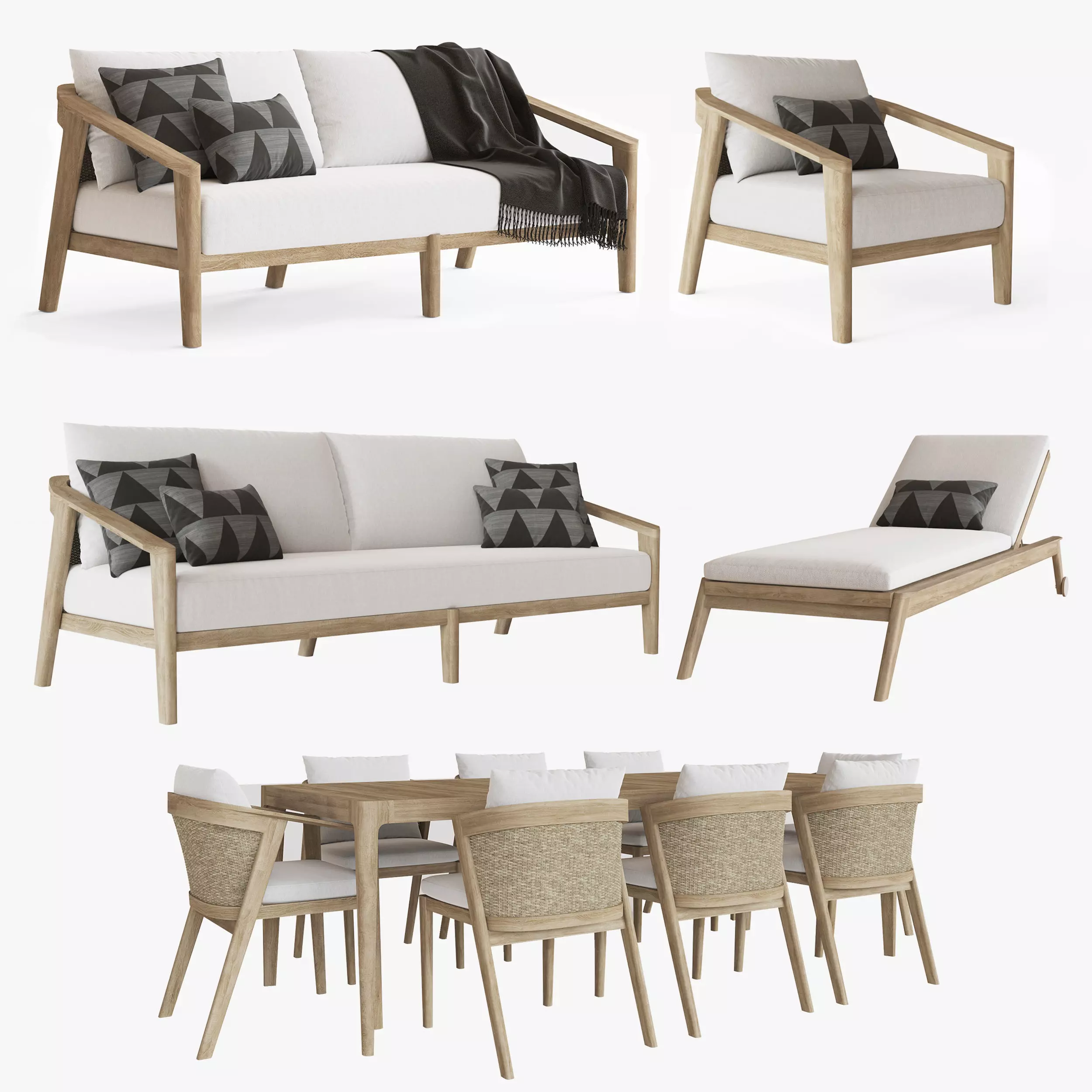 MALTA two chaise loungers on wheels 3D model_0