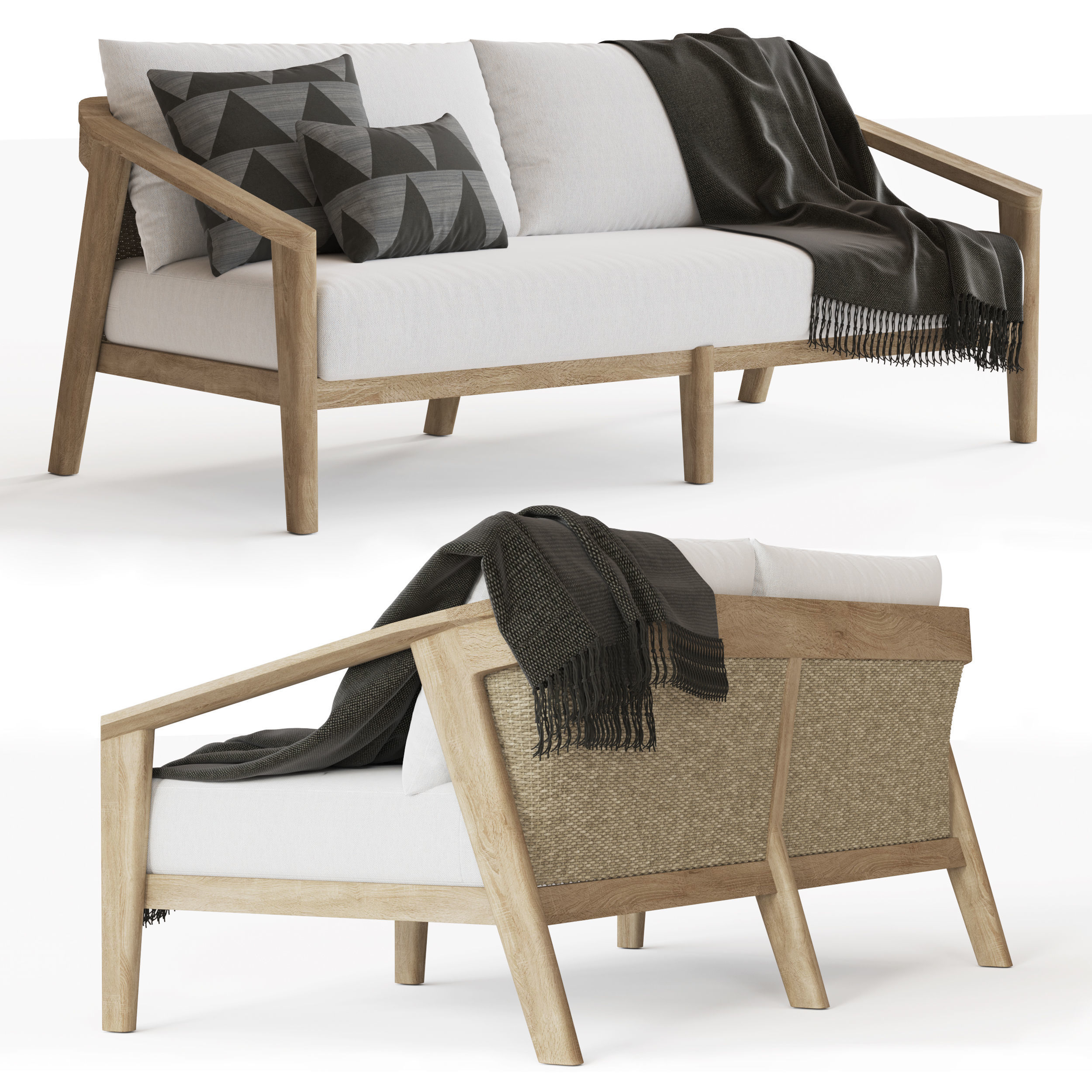 MALTA two chaise loungers on wheels 3D model_3