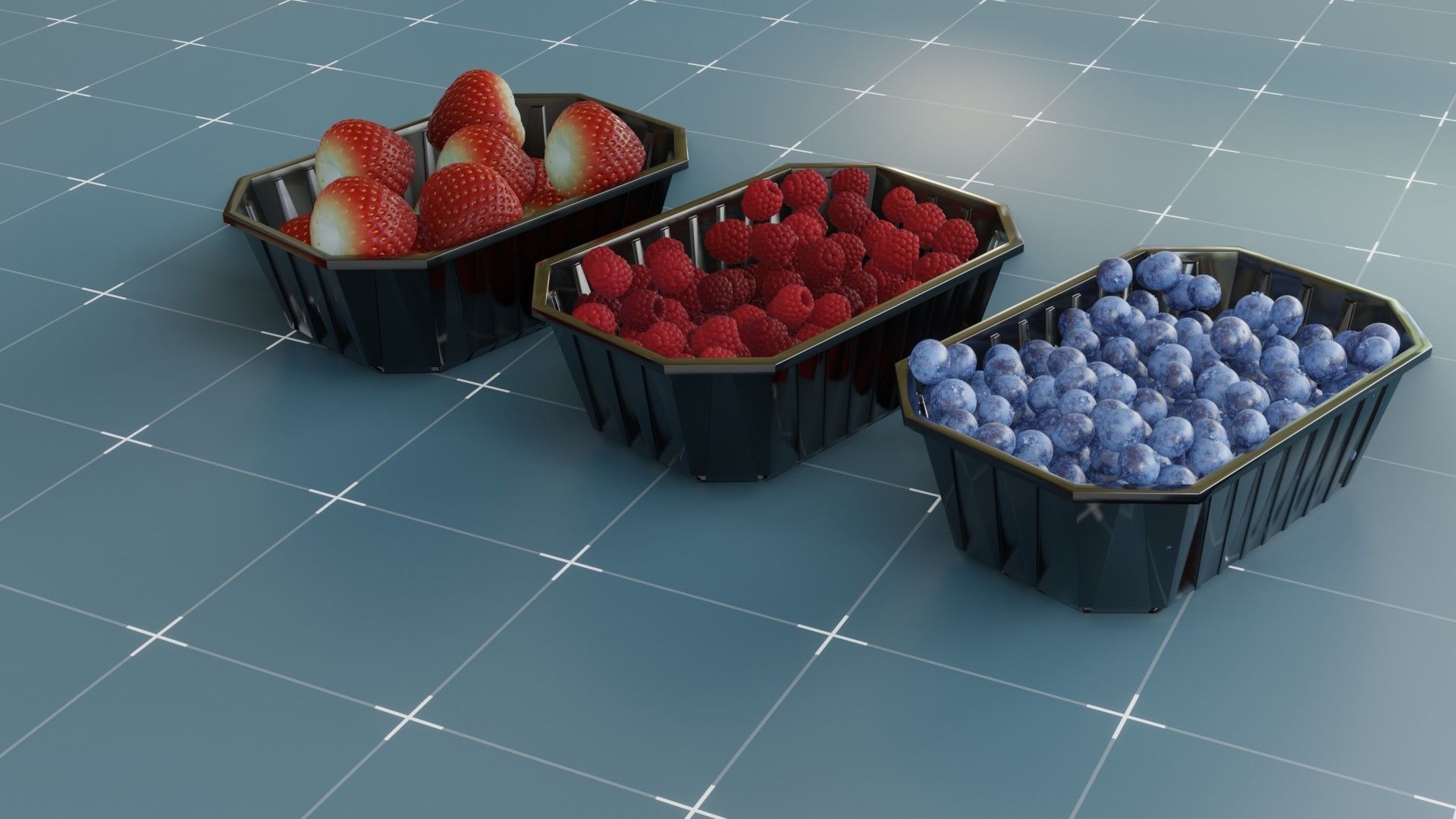 Berries Bowls Set 3D model_2