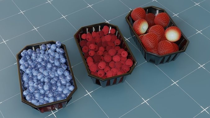 Berries Bowls Set 3D model