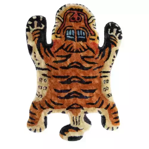 Vintage Tibetan Tiger Rug 3D model