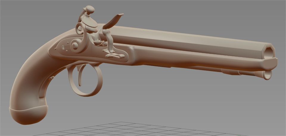 Flintlock dueling  pistol 3D model_2
