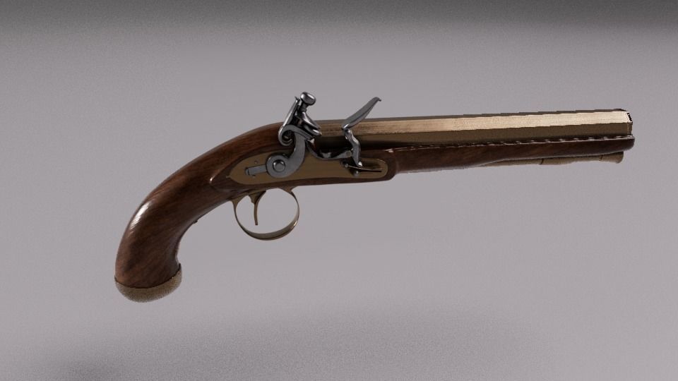 Flintlock dueling  pistol 3D model_1