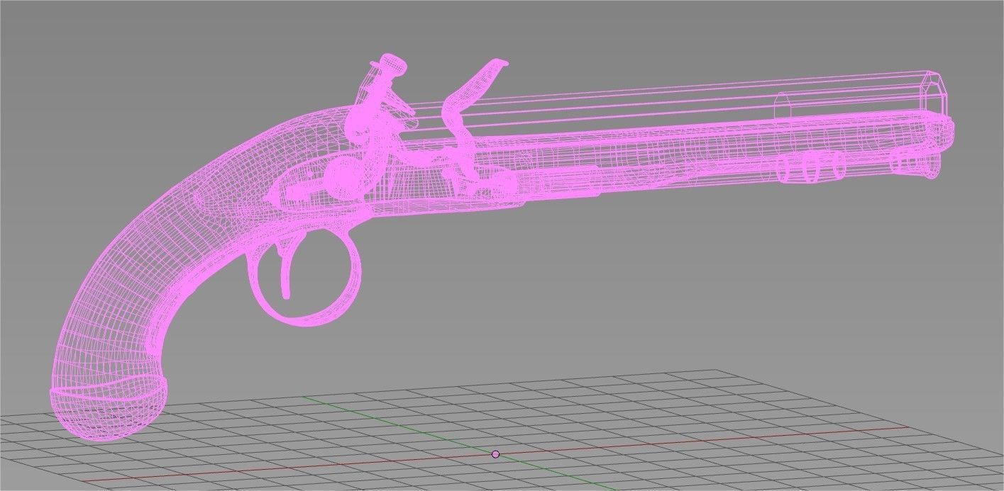 Flintlock dueling  pistol 3D model_3