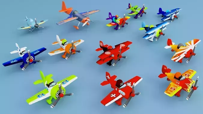 Aircraft Cartoon Low-Poly