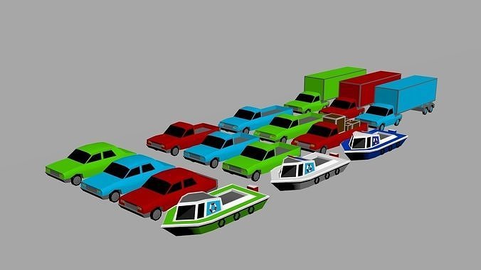 low poly car pack Low-poly 3D model