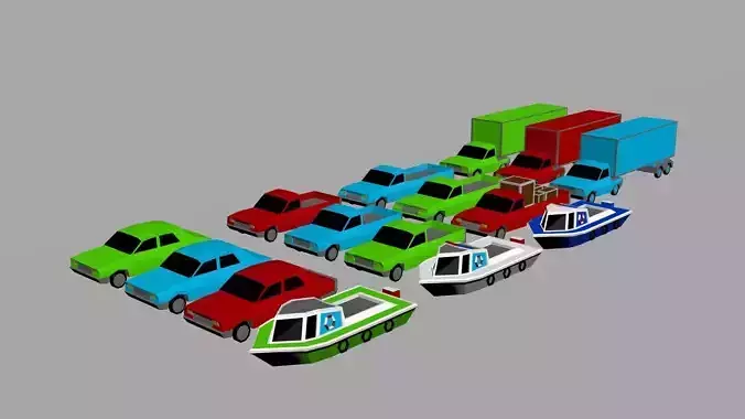 low poly car pack Low-poly 3D model