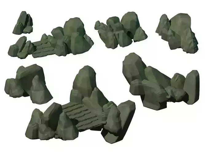 Cartoon forest - river stone