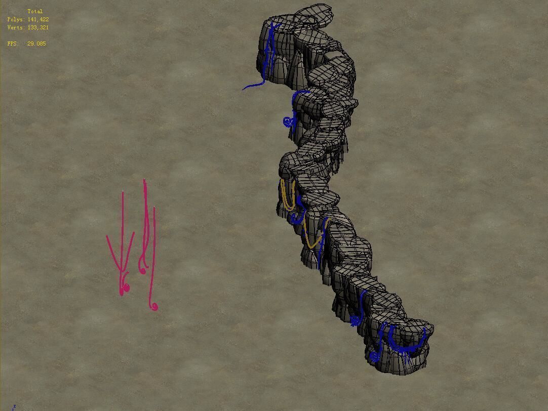 Cartoon forest - stone cliff connection 01 3D model_3