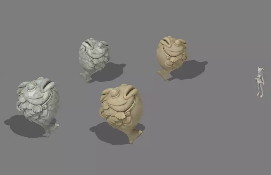 Cartoon mountain shape - stone fish 3D model_0