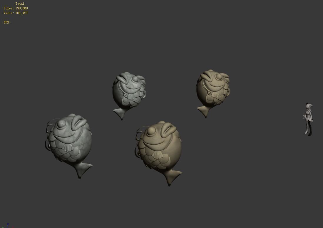 Cartoon mountain shape - stone fish 3D model_2