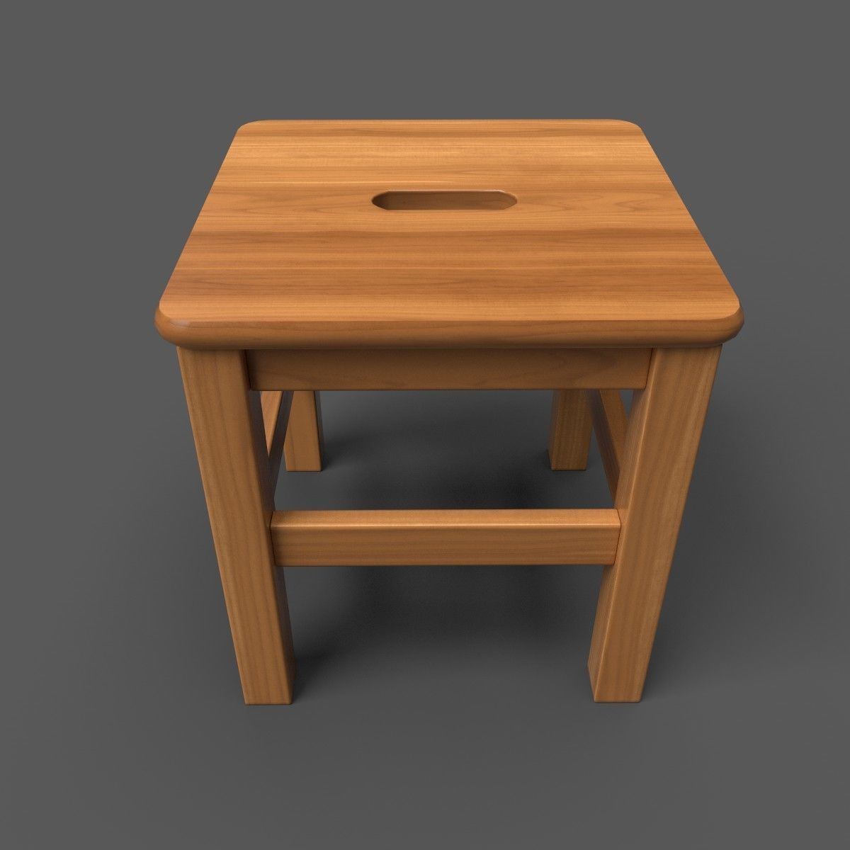LowStool wooden stool Low-poly 3D model_1