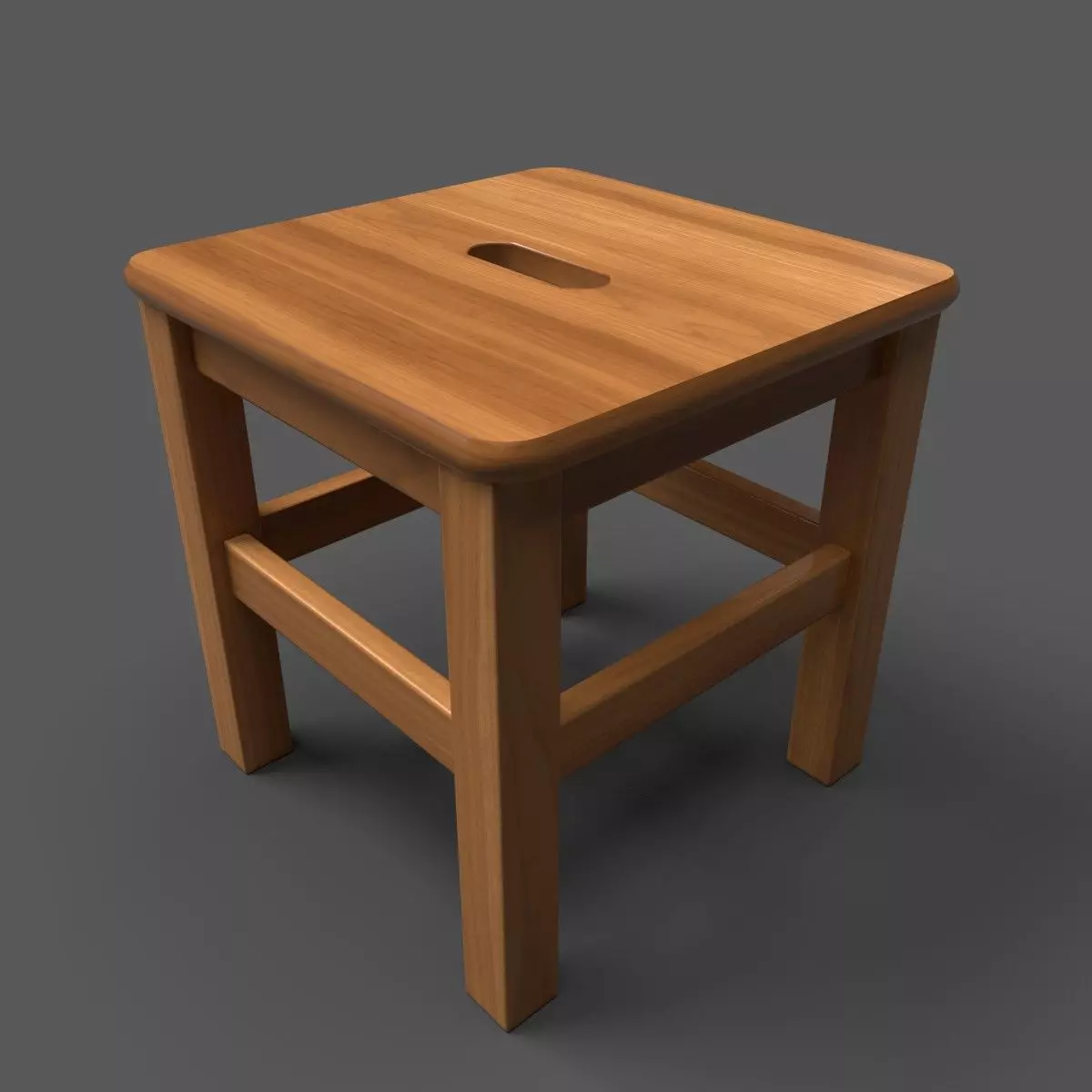 LowStool wooden stool Low-poly 3D model_0