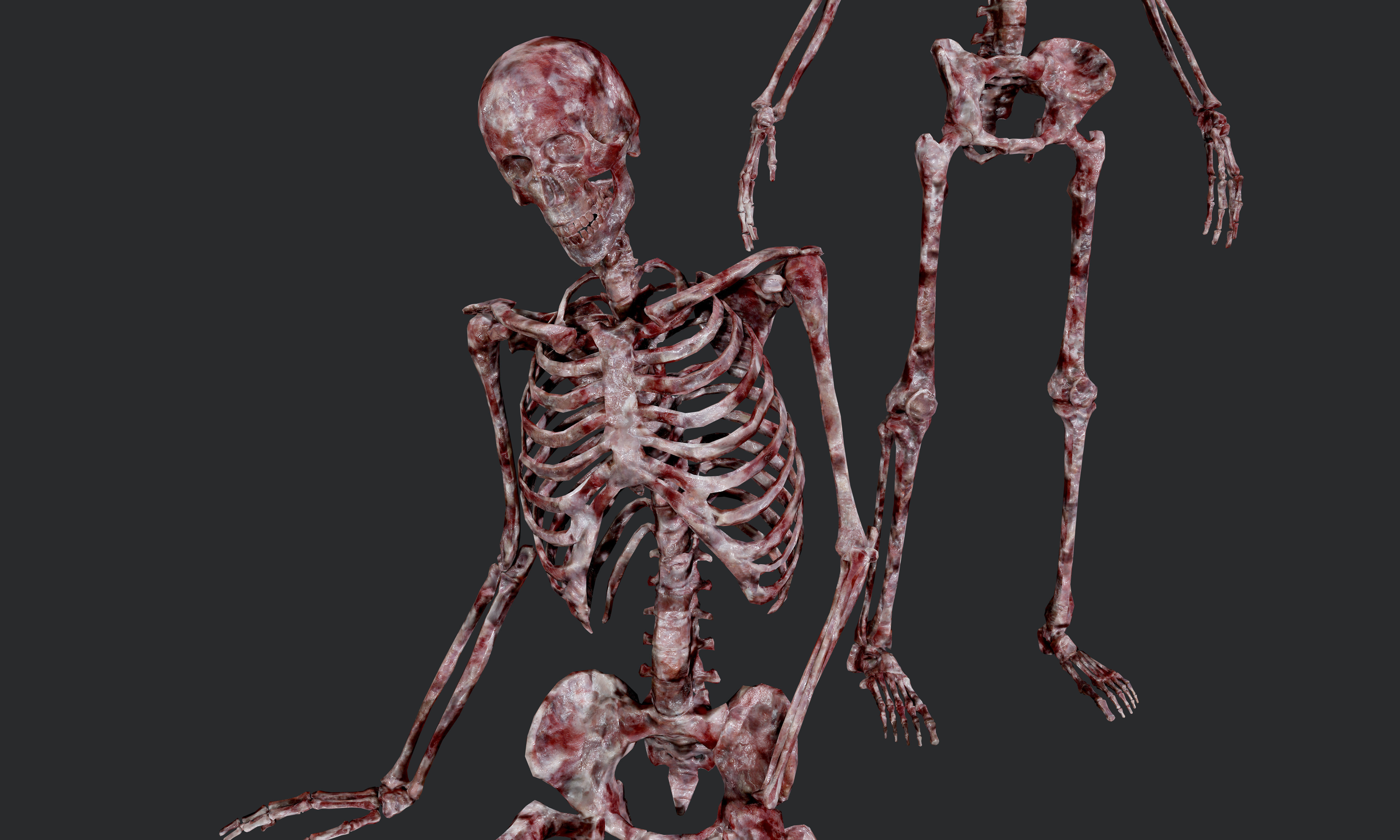 10 Bloody Horror Skeletons Low-poly 3D model_2