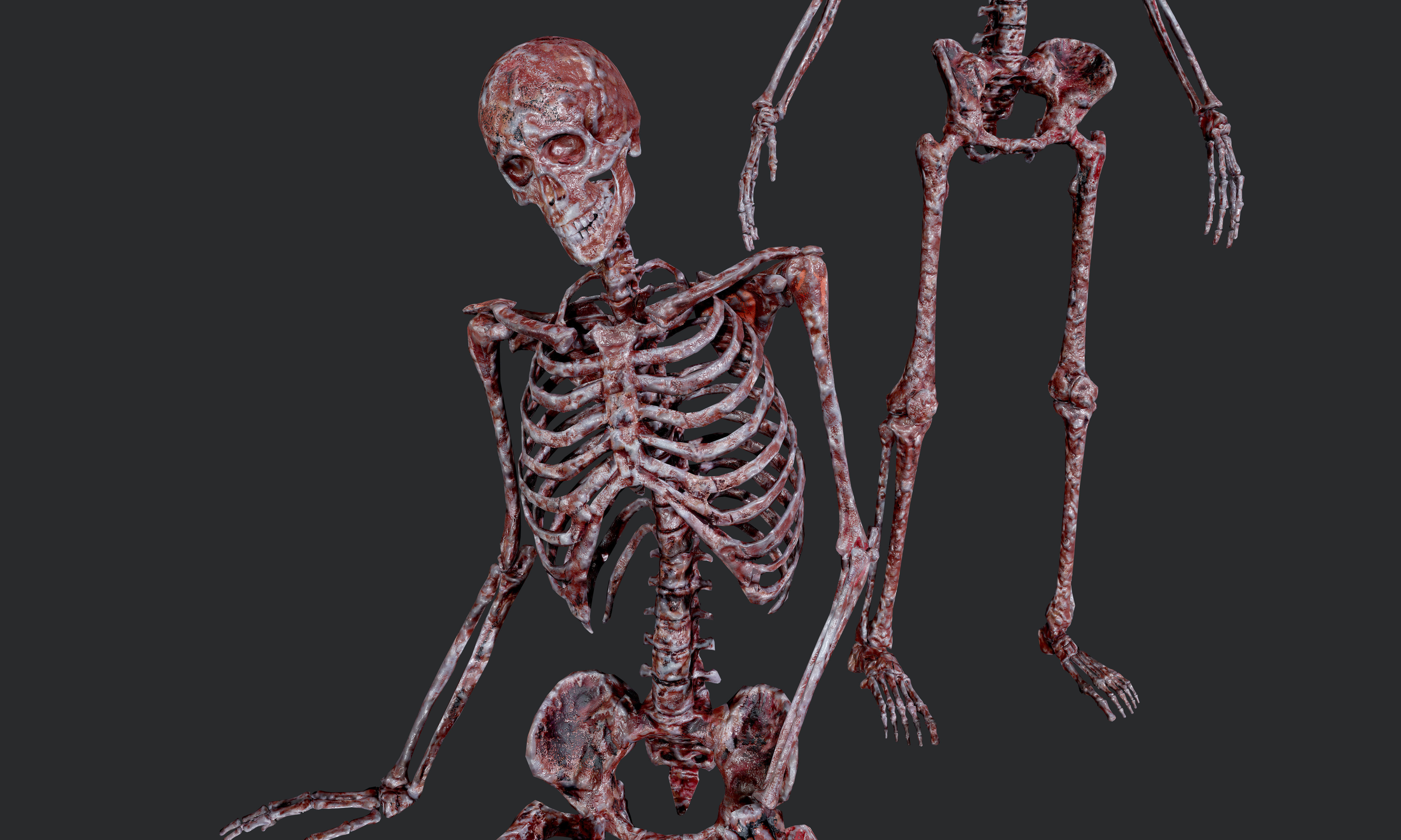 10 Bloody Horror Skeletons Low-poly 3D model_7
