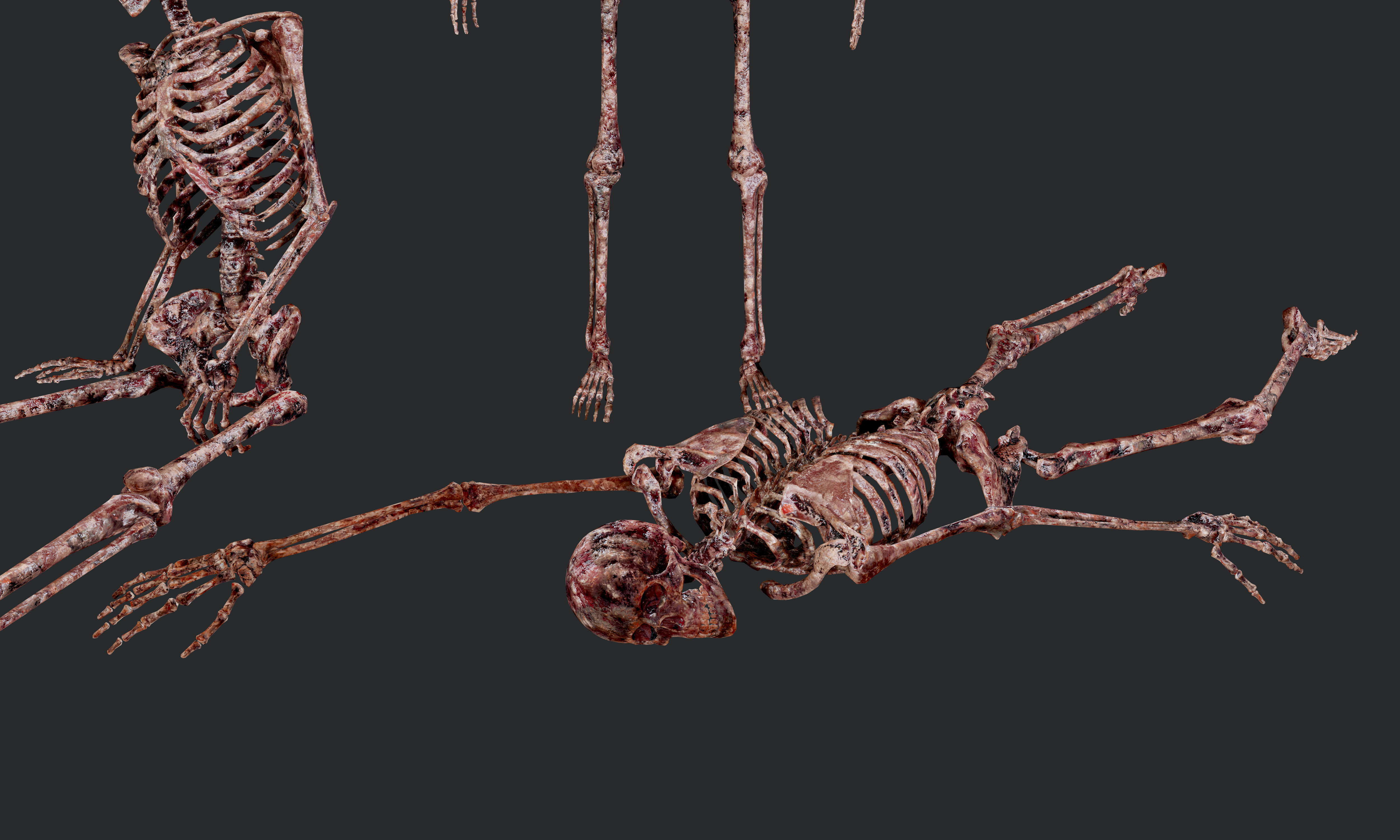 10 Bloody Horror Skeletons Low-poly 3D model_20