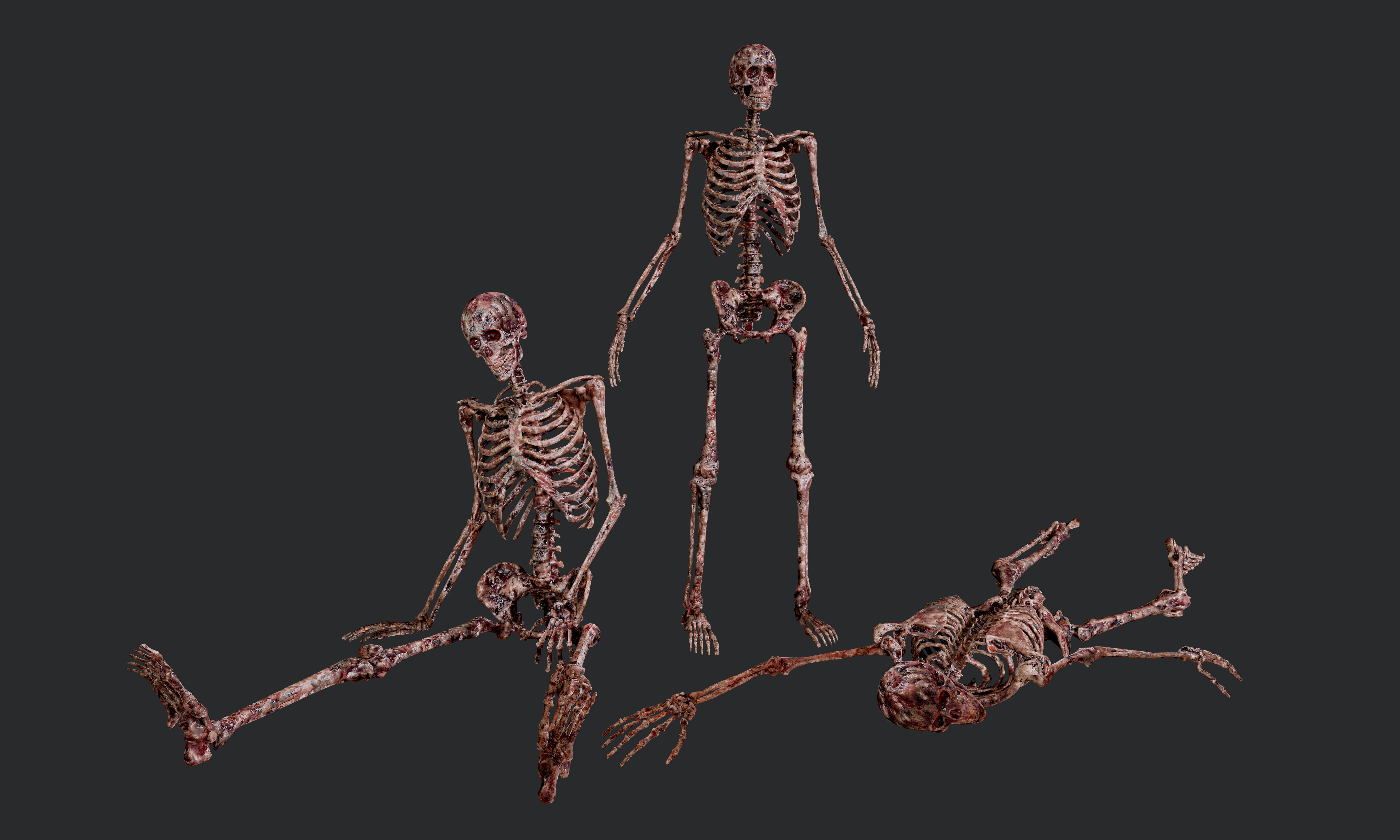 10 Bloody Horror Skeletons Low-poly 3D model_8
