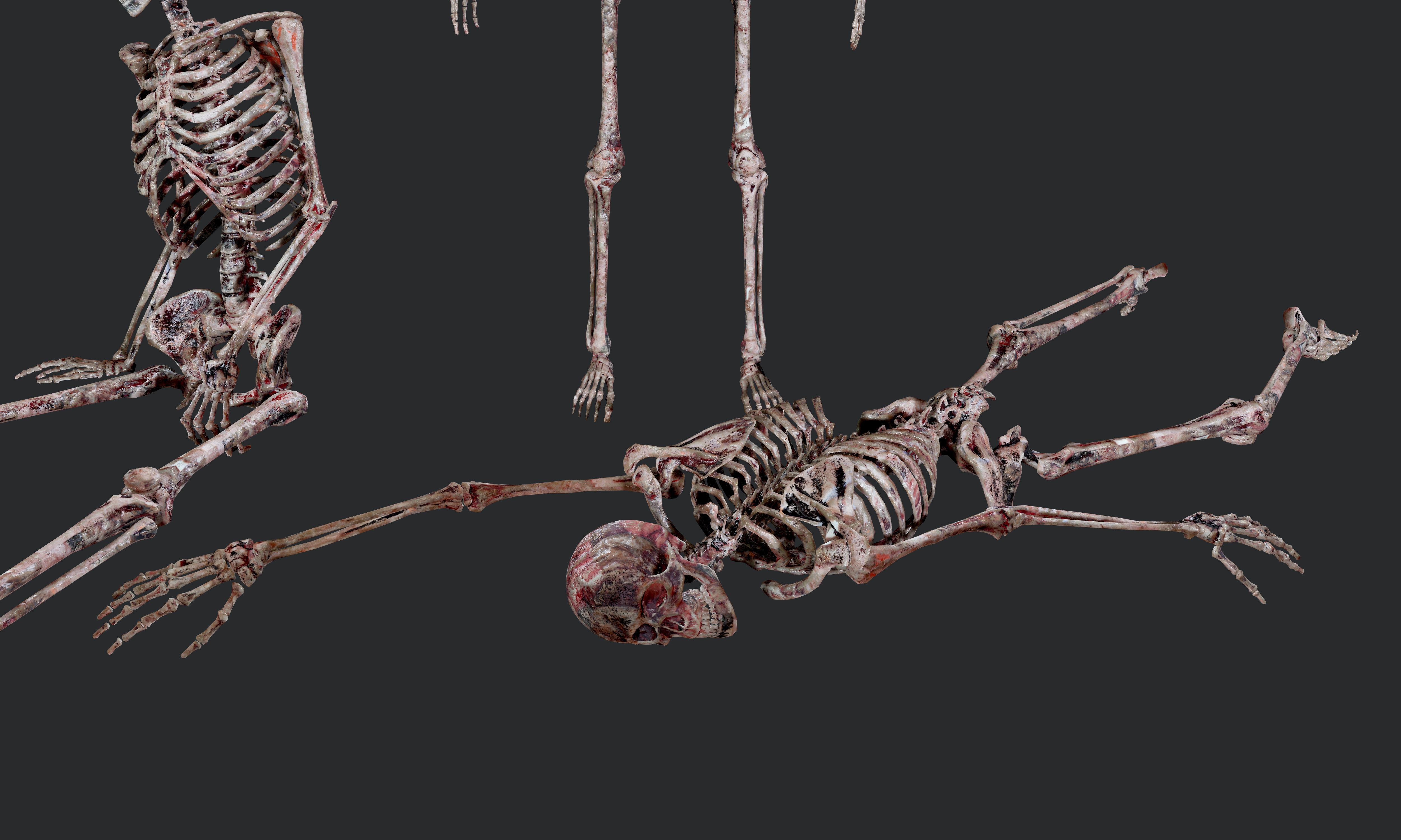 10 Bloody Horror Skeletons Low-poly 3D model_12