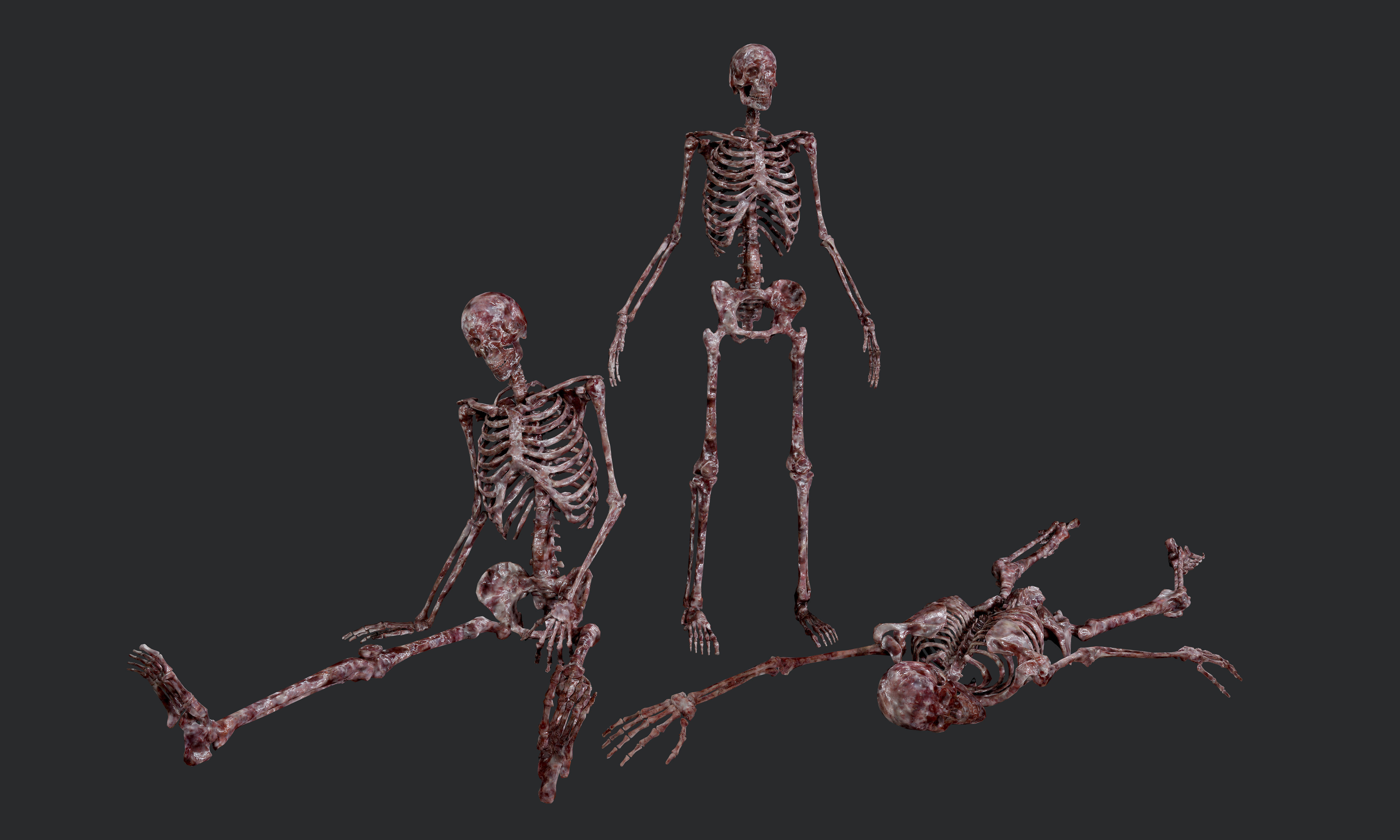 10 Bloody Horror Skeletons Low-poly 3D model_1