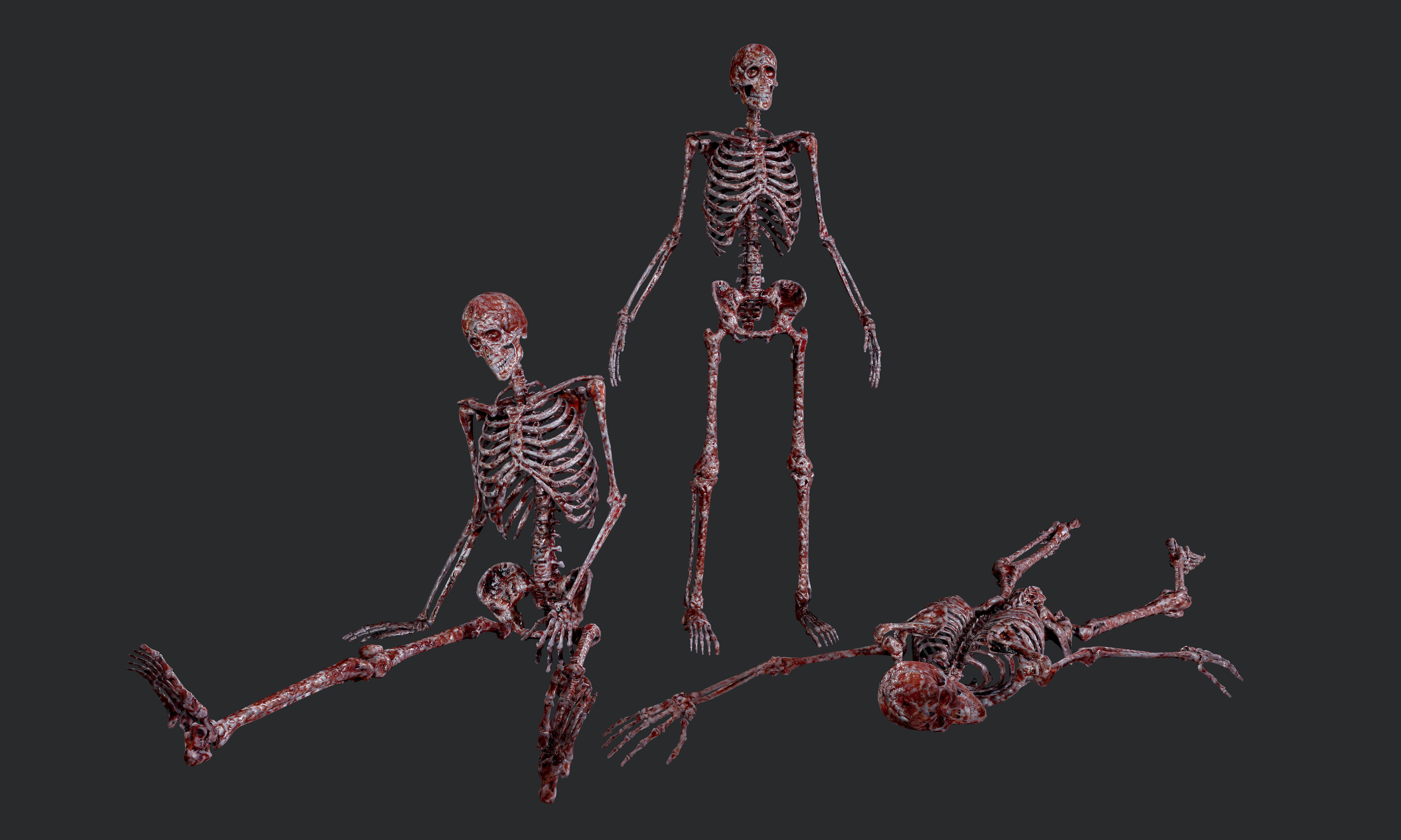 10 Bloody Horror Skeletons Low-poly 3D model_21
