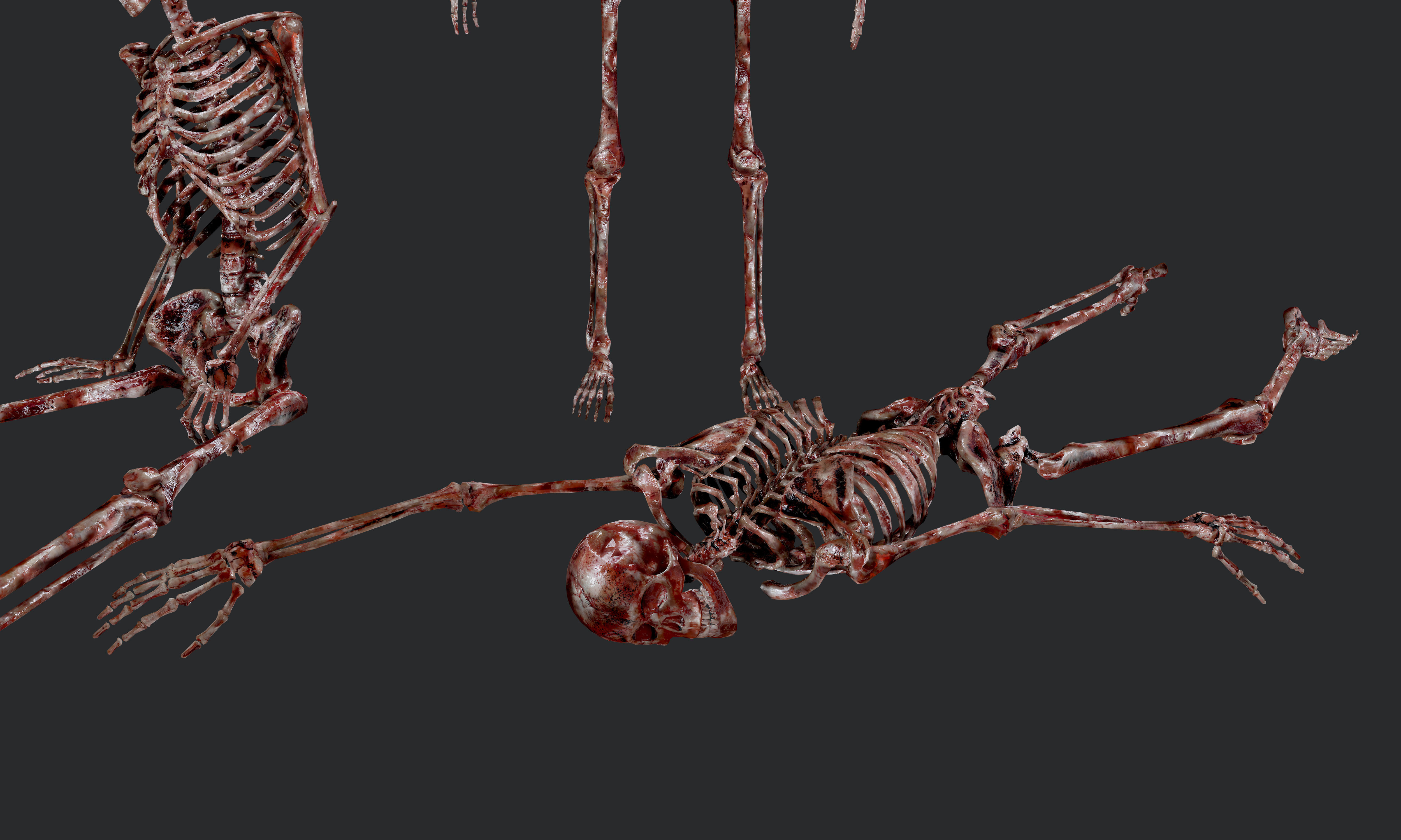 10 Bloody Horror Skeletons Low-poly 3D model_19